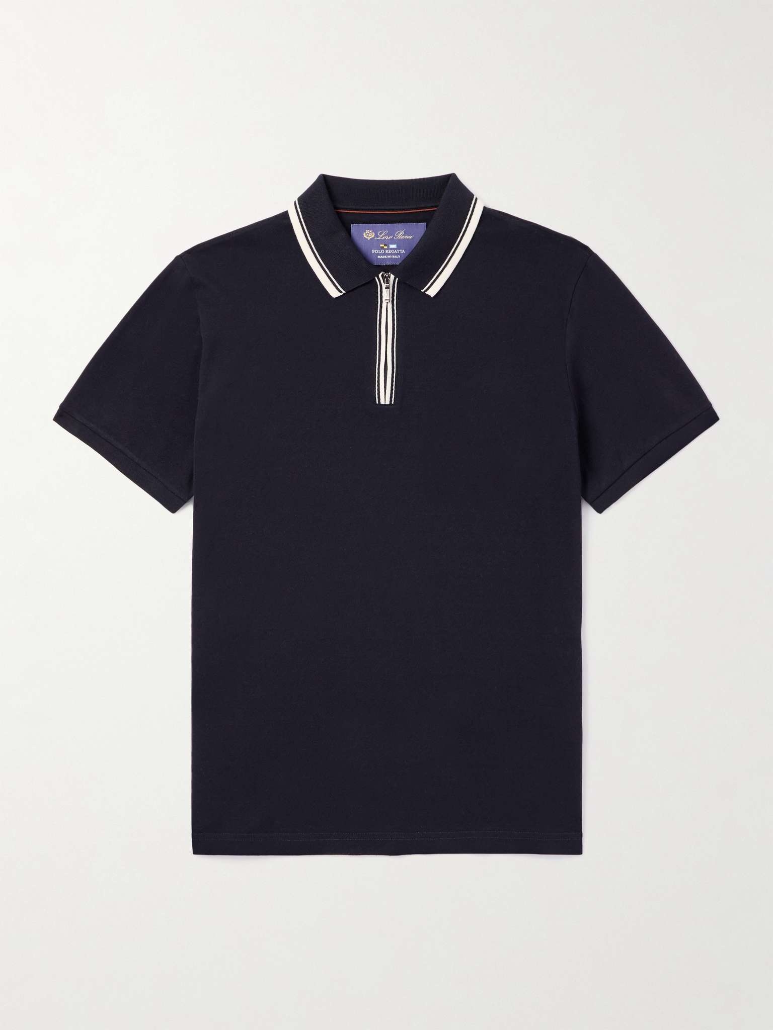 Loro Piana Regatta Contrast-Tipped Stretch-Cotton Piqué Half-Zip