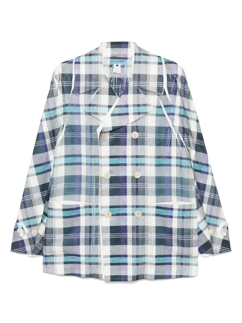 checked double-breasted button blazer - 1