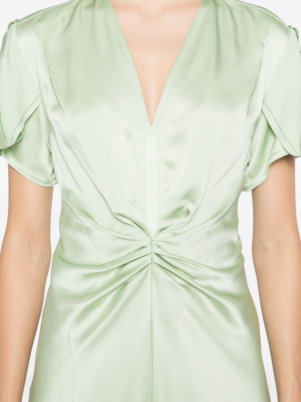 gathered V-neck midi dress - 5