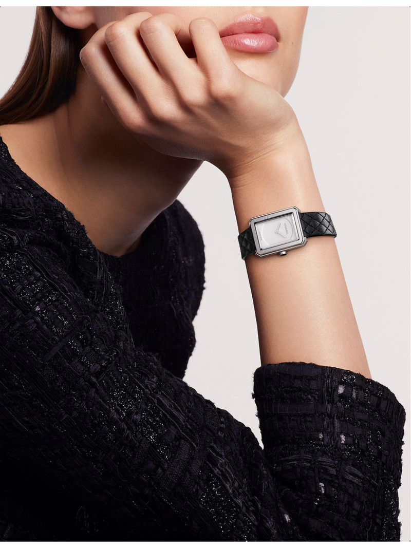 CHANEL H6401 BOY·FRIEND steel and leather quartz watch outlook