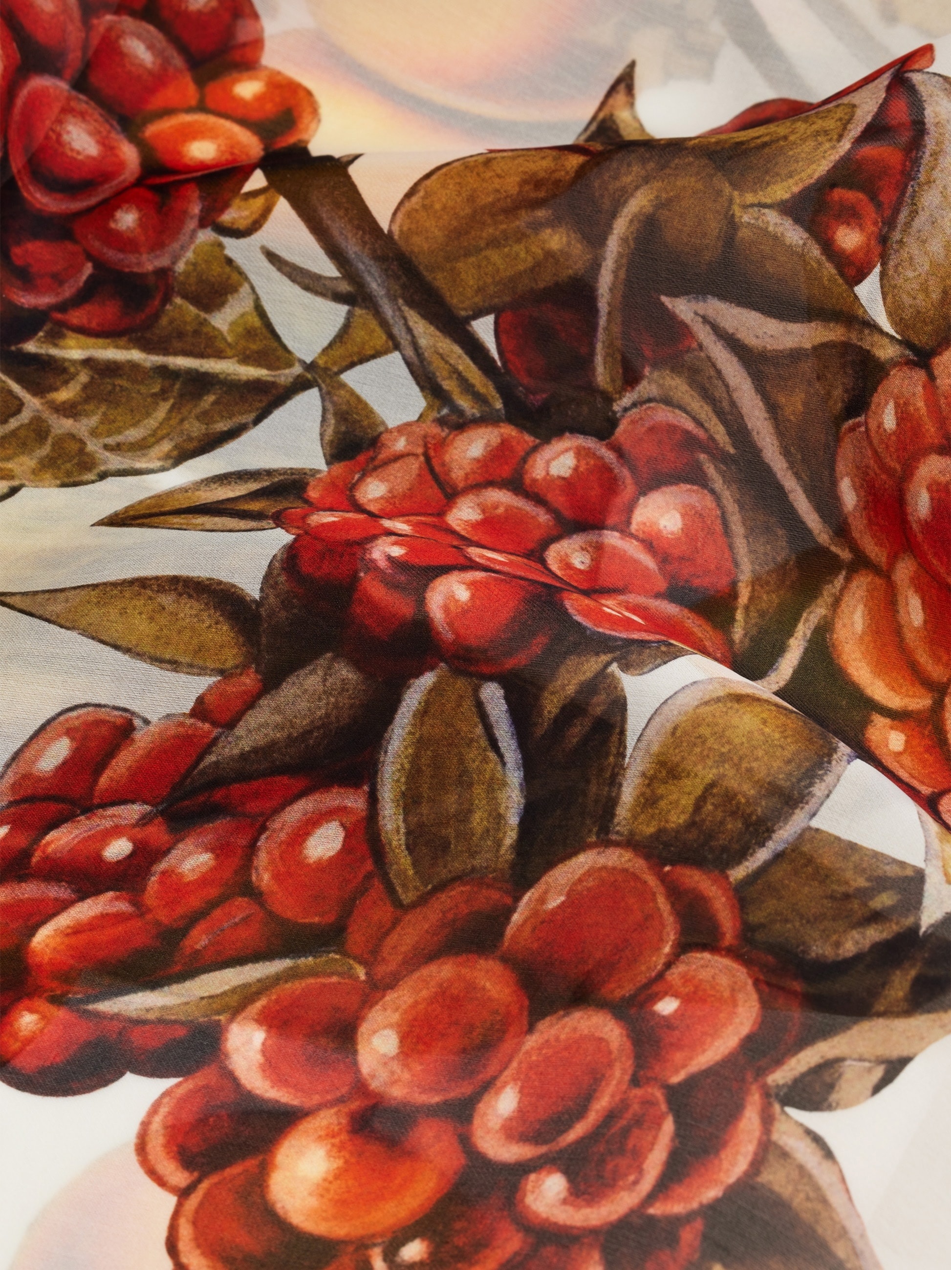 Blackberry and persimmon print silk stole - 4