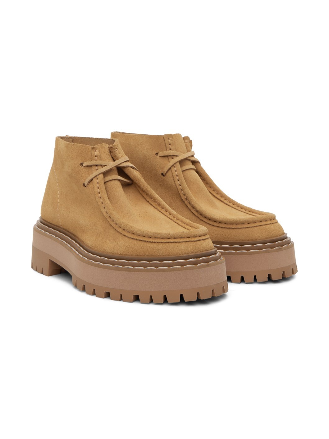 Tan Lug Sole Platform Boots - 4