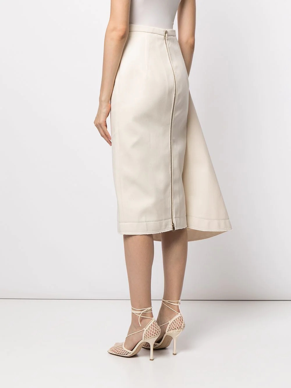 asymmetric panelled midi skirt - 4