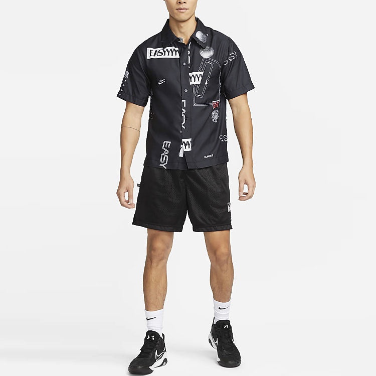 Nike Basketball Sports lapel Short Sleeve Shirt Black DO4024-010 - 3