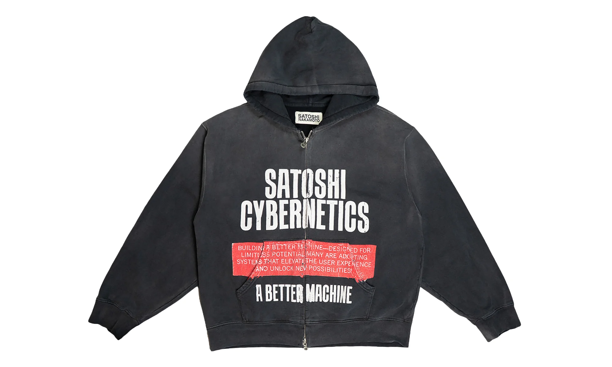 Cybernetics Zip Up Hoodie "Washed Black" fw25ho006 - 1