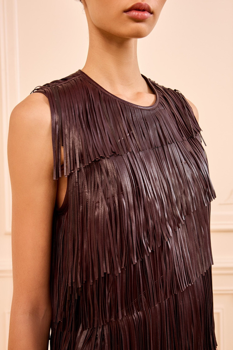 ULLA JOHNSON Leonie Fringe Leather Top outlook