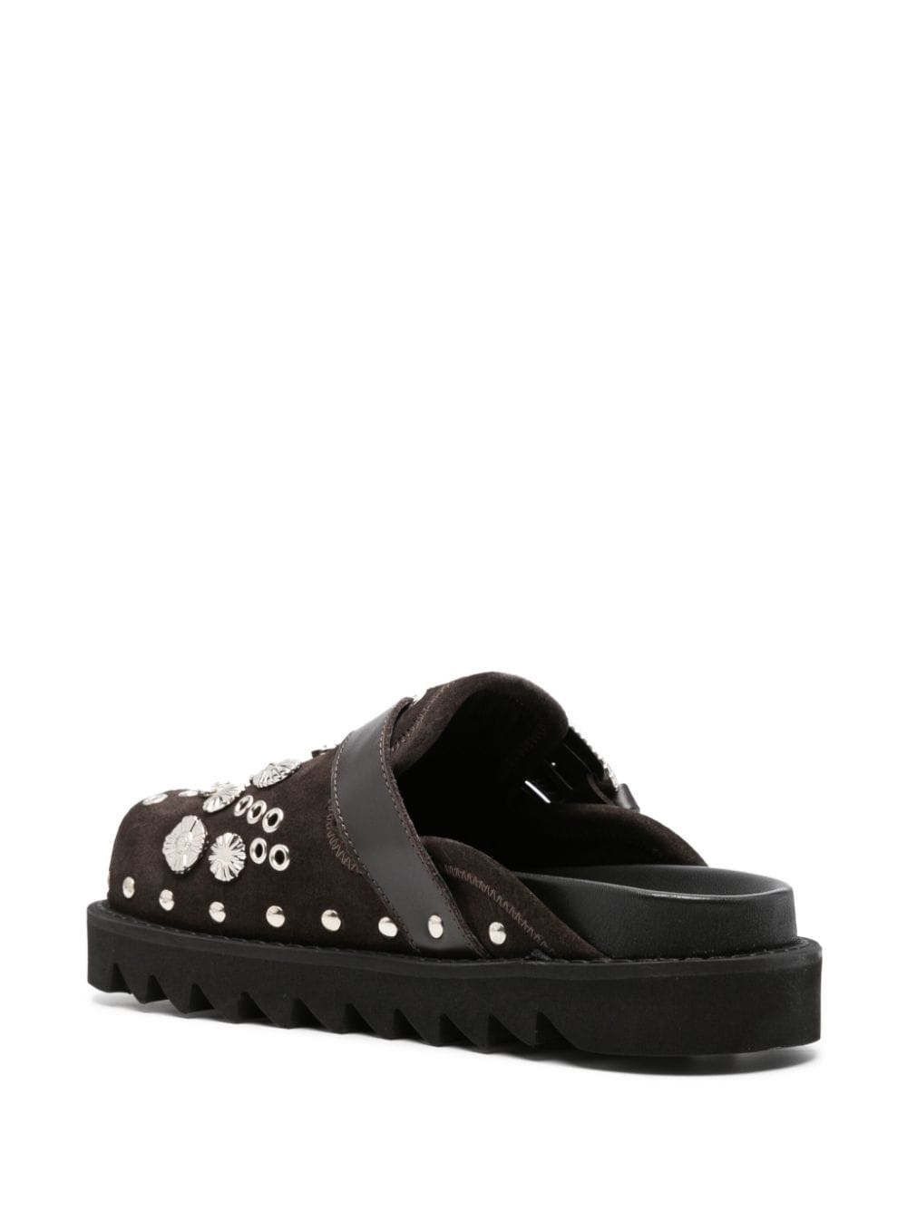 eyelet-detailing leather mules - 3