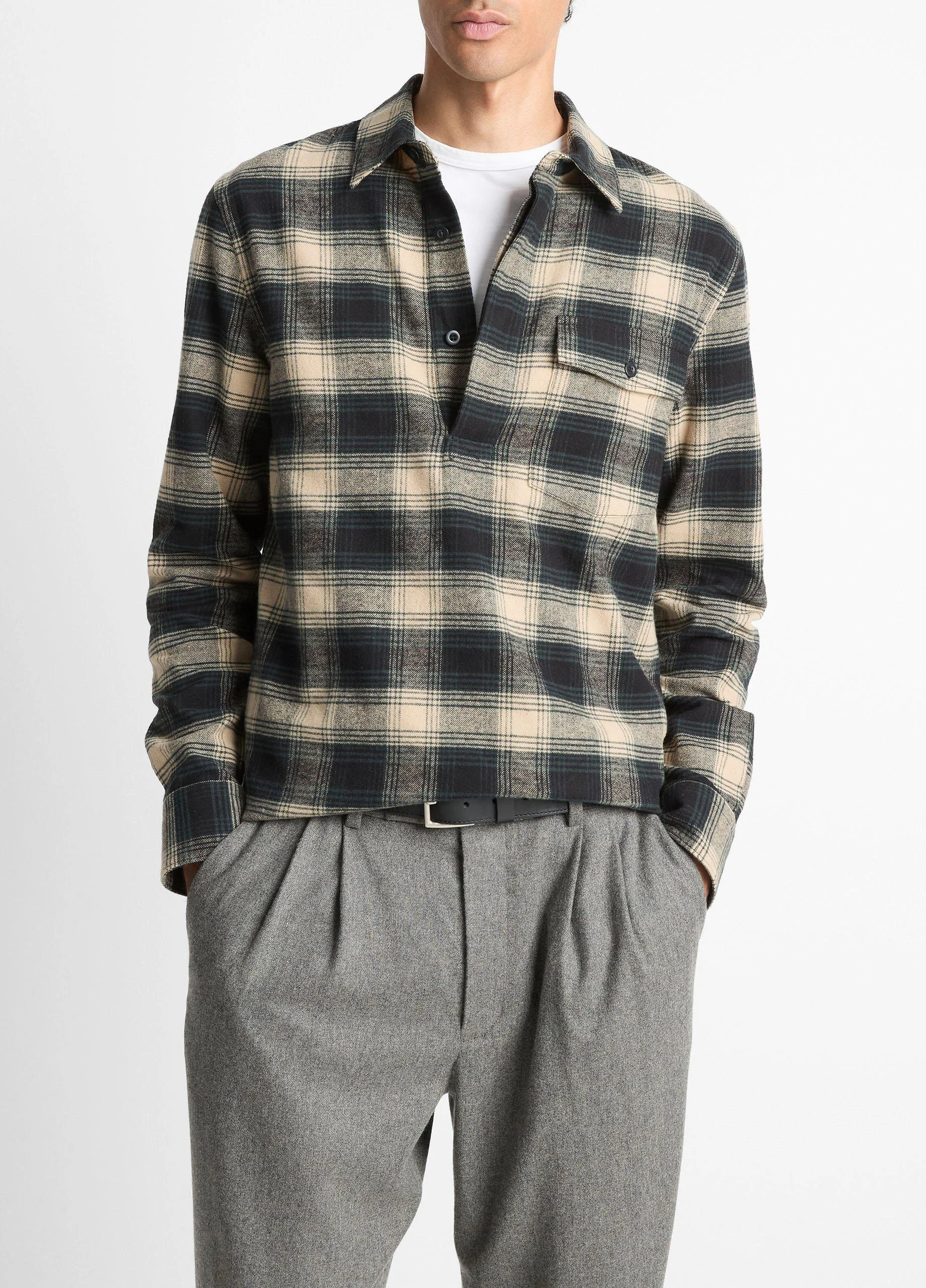 Bowden Plaid Cotton Popover Shirt - 1