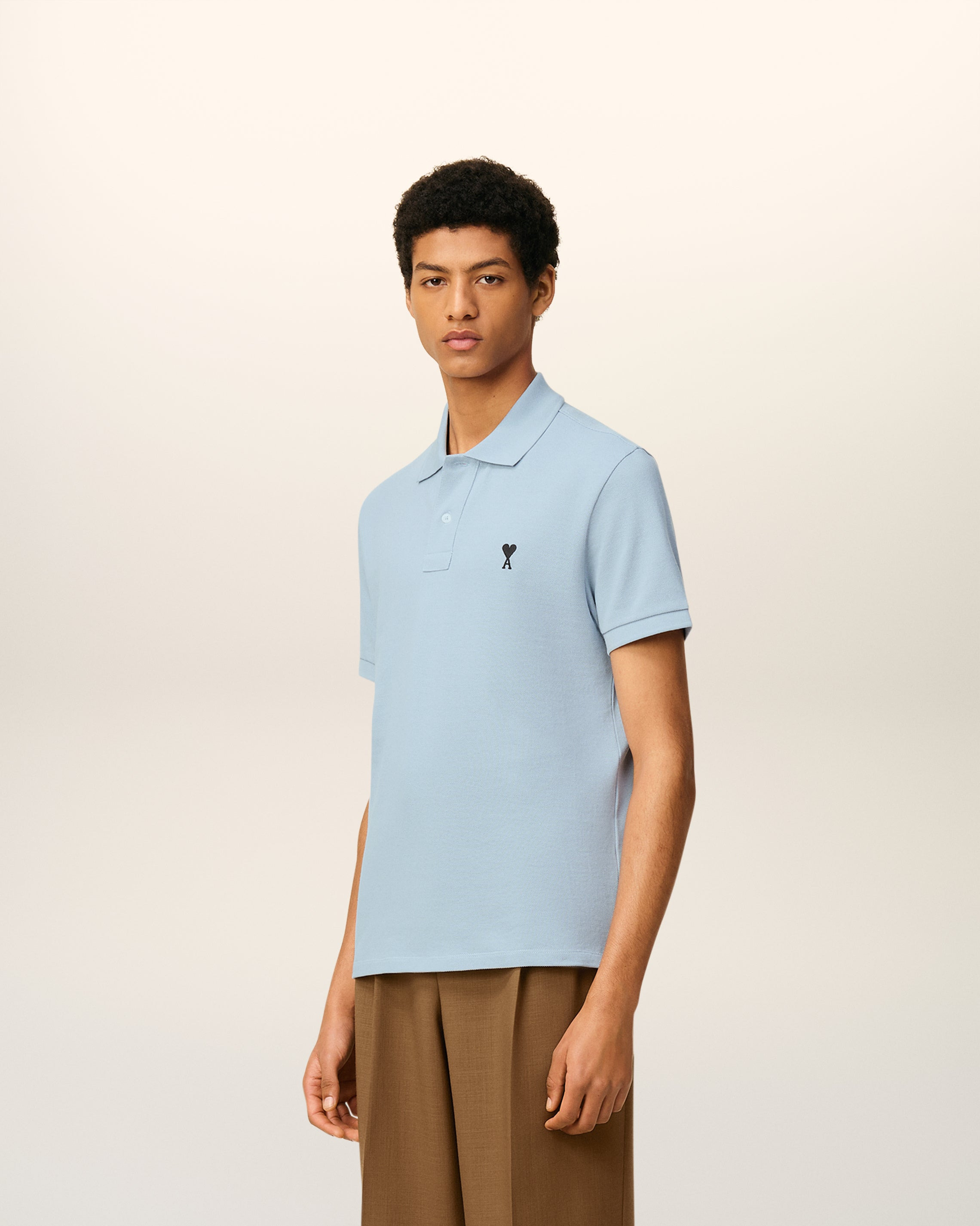 BLUE COTTON CONTRASTED AMI DE COEUR POLO SHIRT - 6