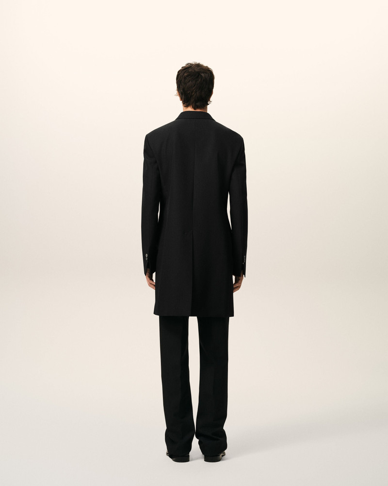 BLACK NEW WOOL STRAIGHT SIMPLE BREASTED COAT 5