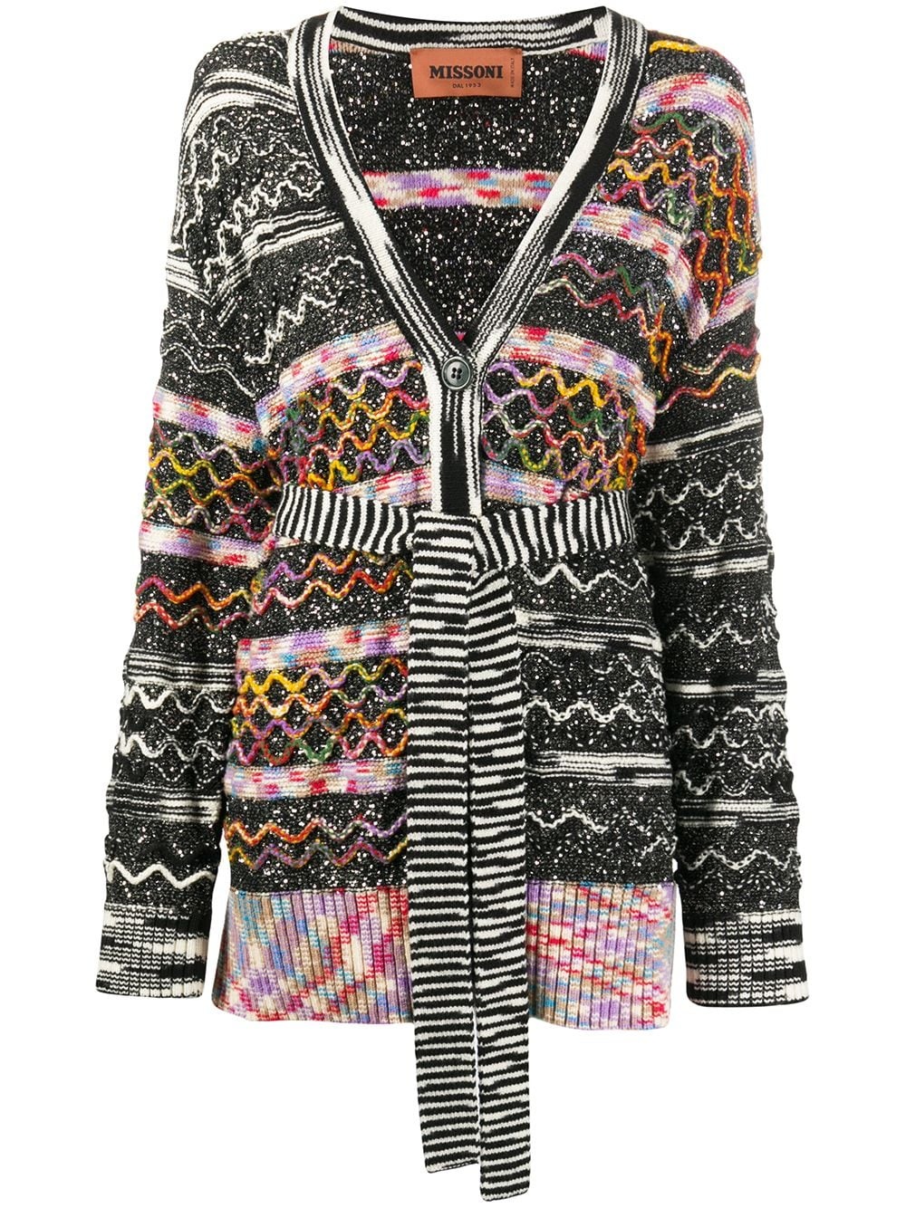 graphic mixed print cardigan - 1