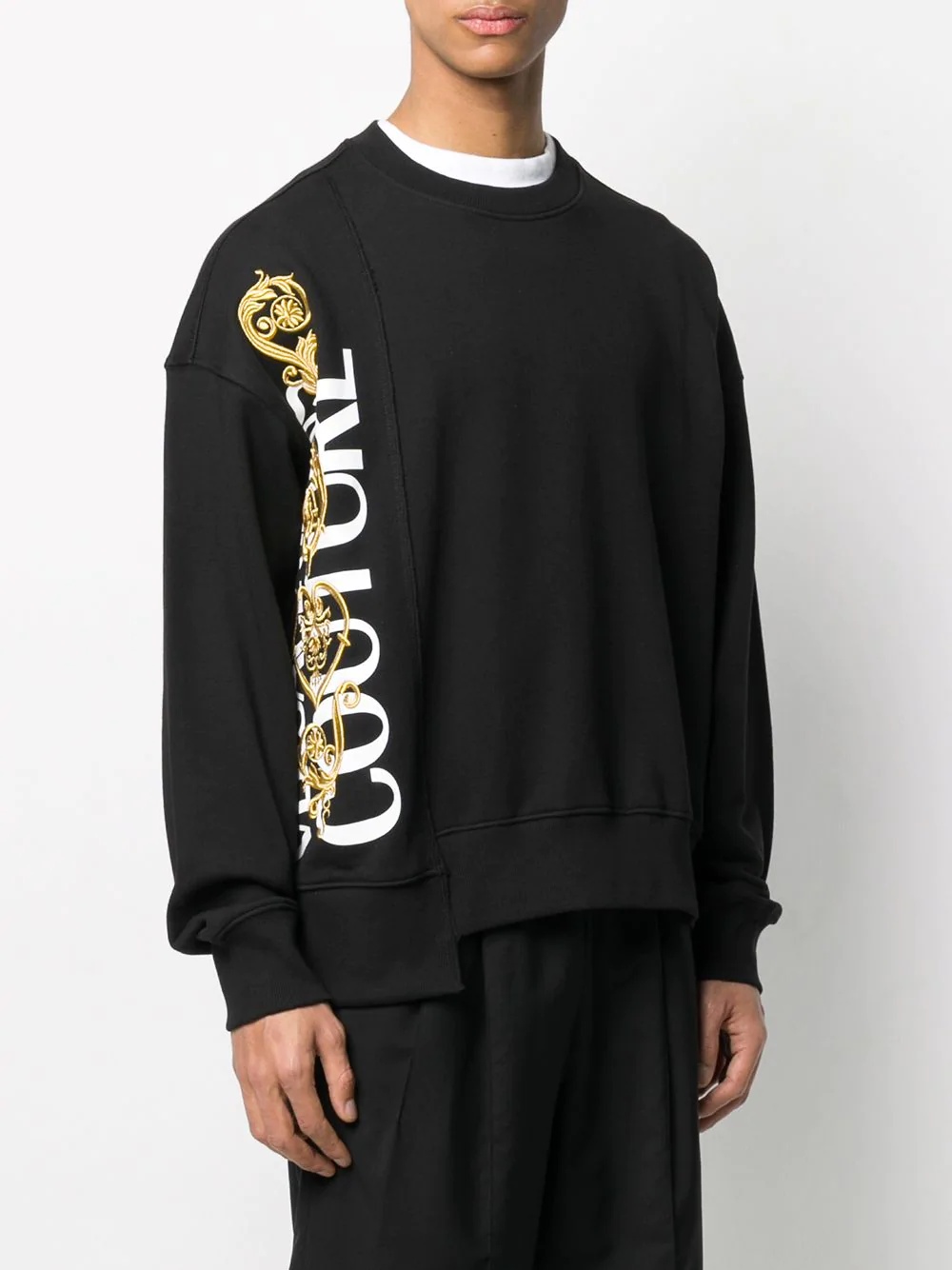 baroque panel crew neck sweatshirt - 3