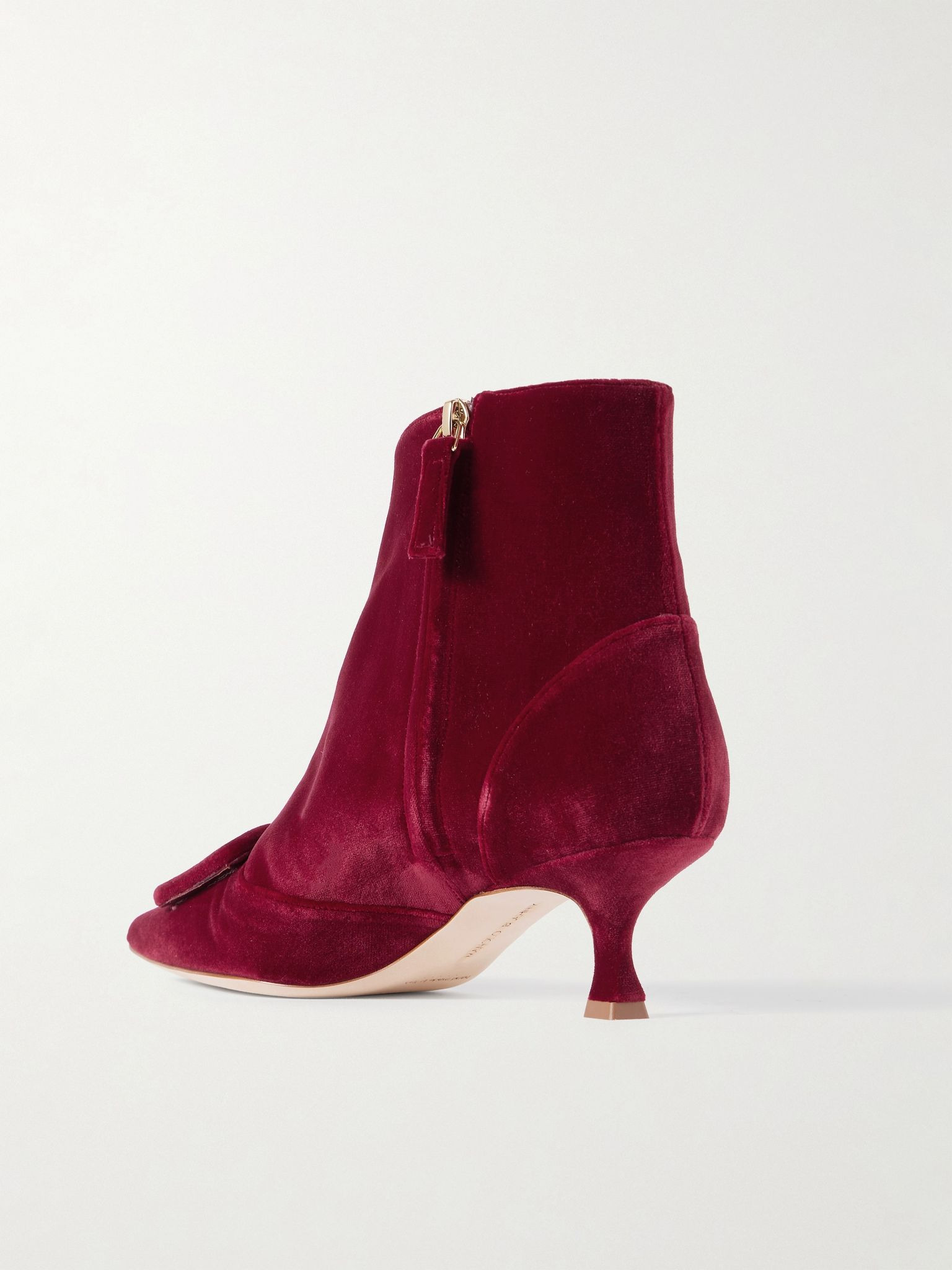 Baylow 50 buckled velvet ankle boots Red - 3