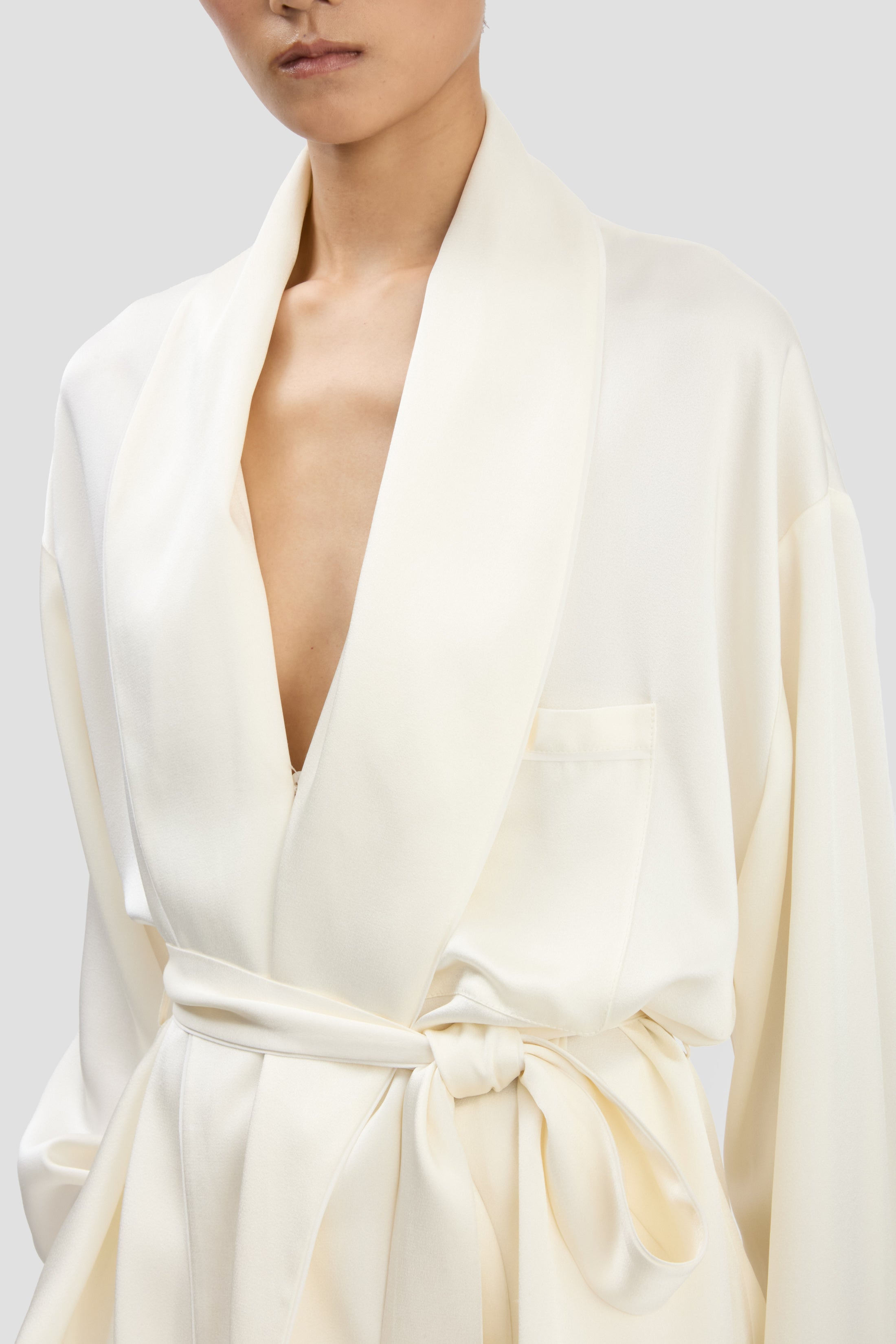 Pyjama Wrap Blouse In Ivory - 3
