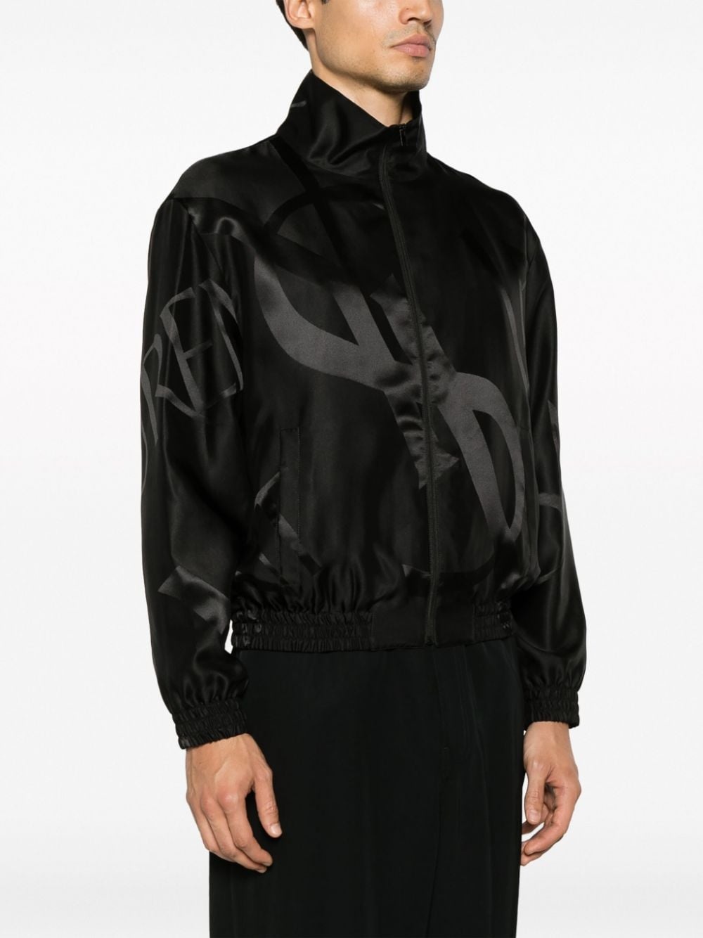logo-print tonal silk jacket - 3