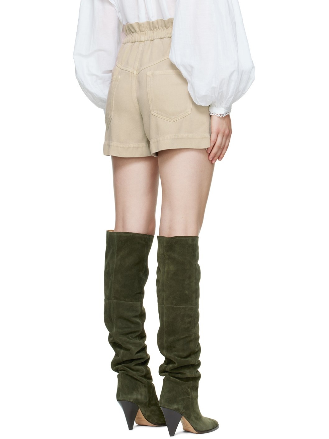 Beige Fluid Shorts - 3