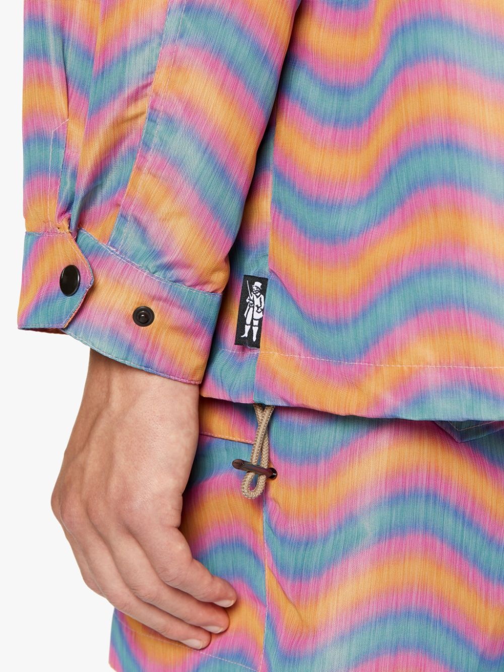 TEEMING PINK & ORANGE WAVE PRINT NYLON COACH JACKET | GMM-216 - 6