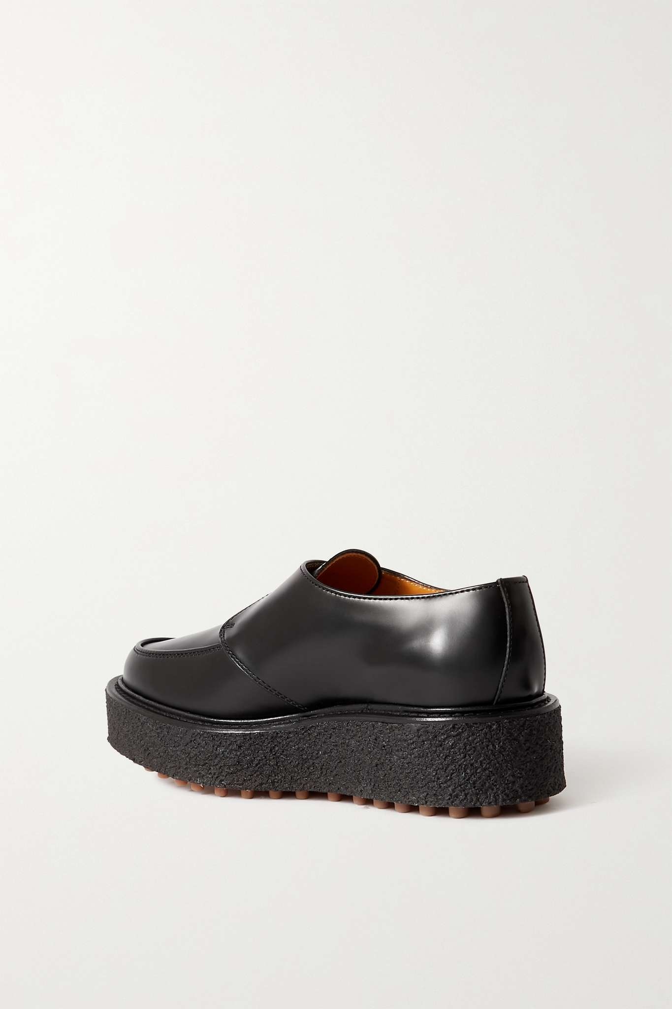 Buckled leather platform loafers - 3