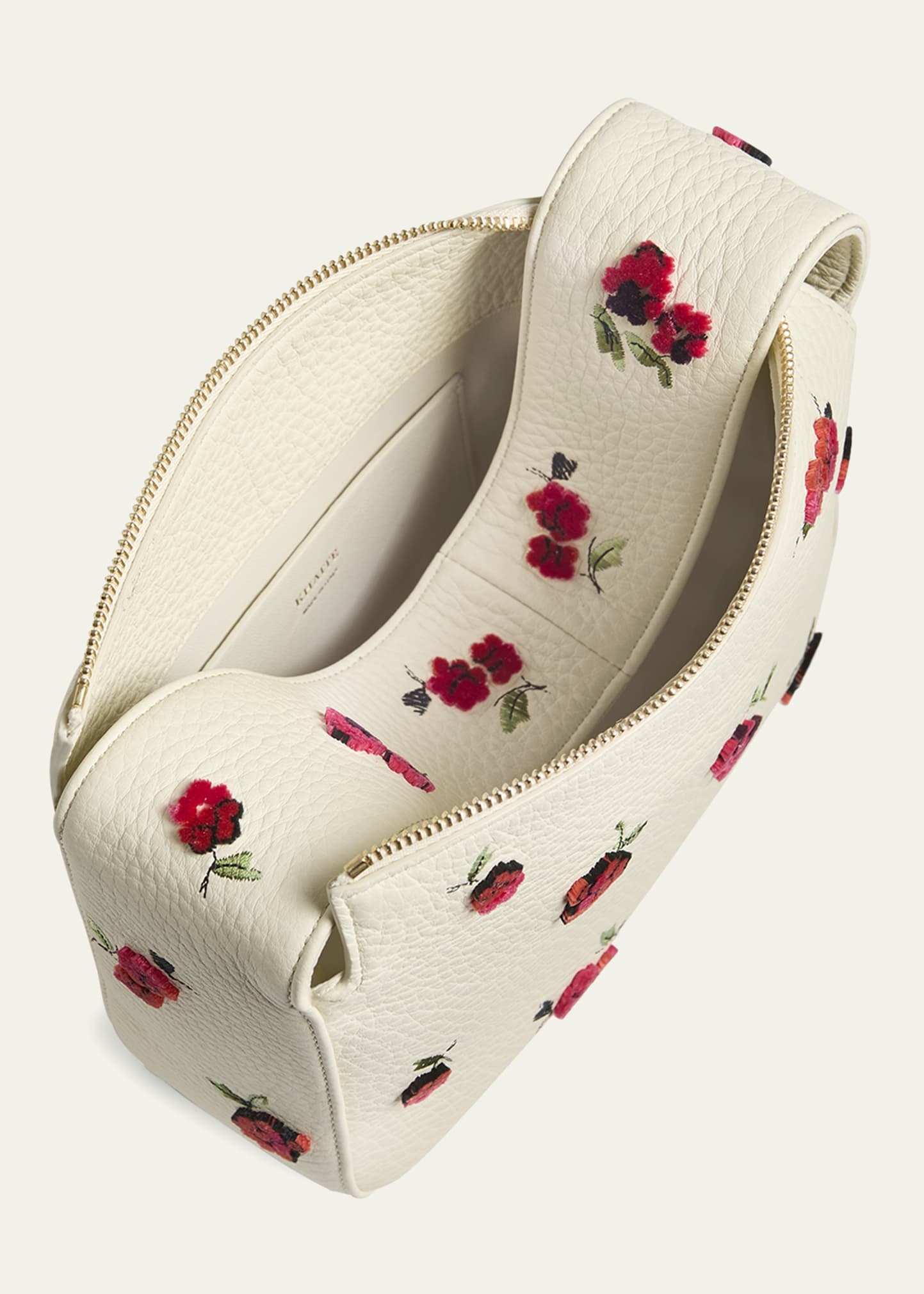 Elena Raspberry Applique Leather Shoulder Bag - 3