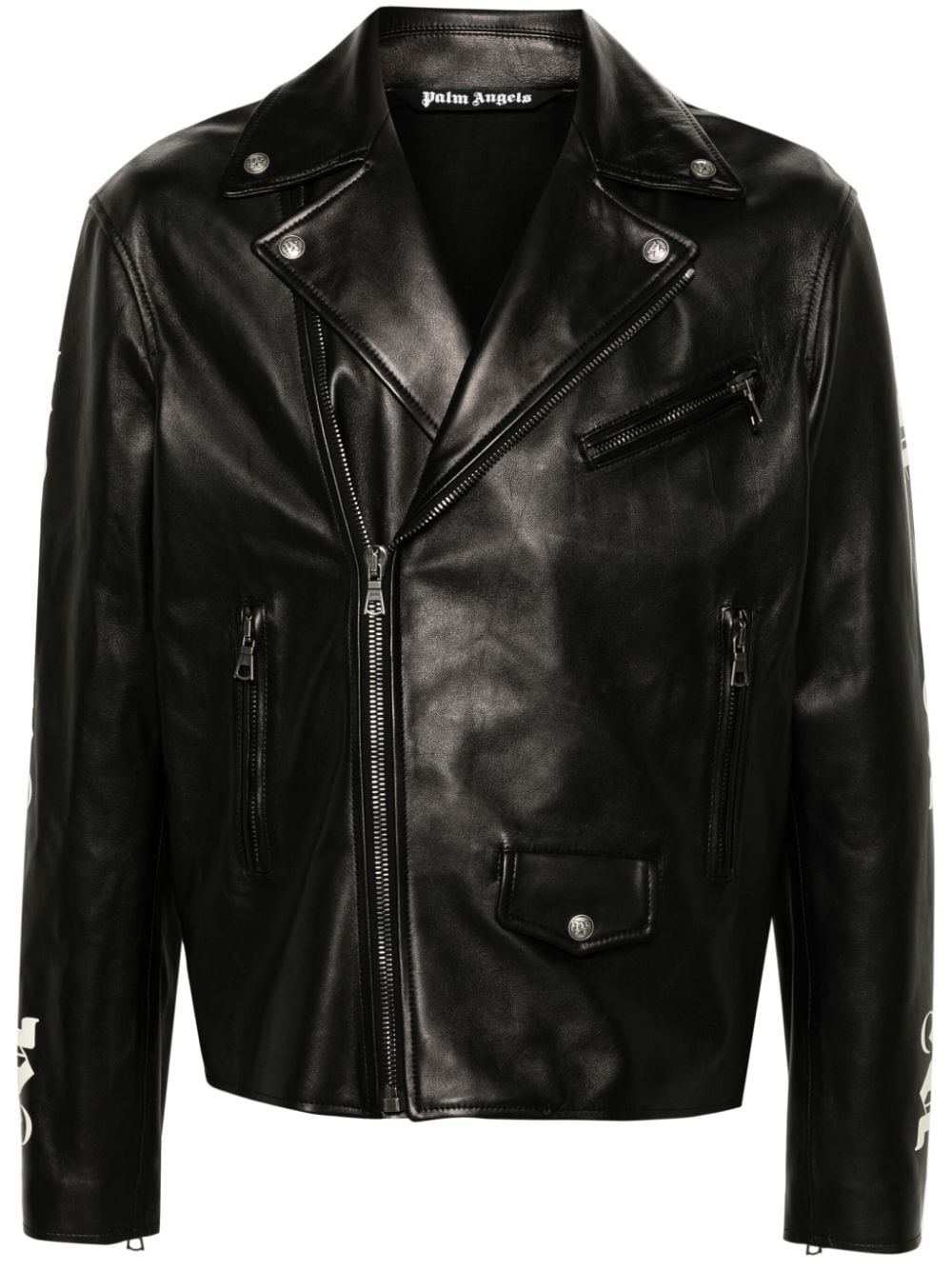 monogram-print leather jacket - 1