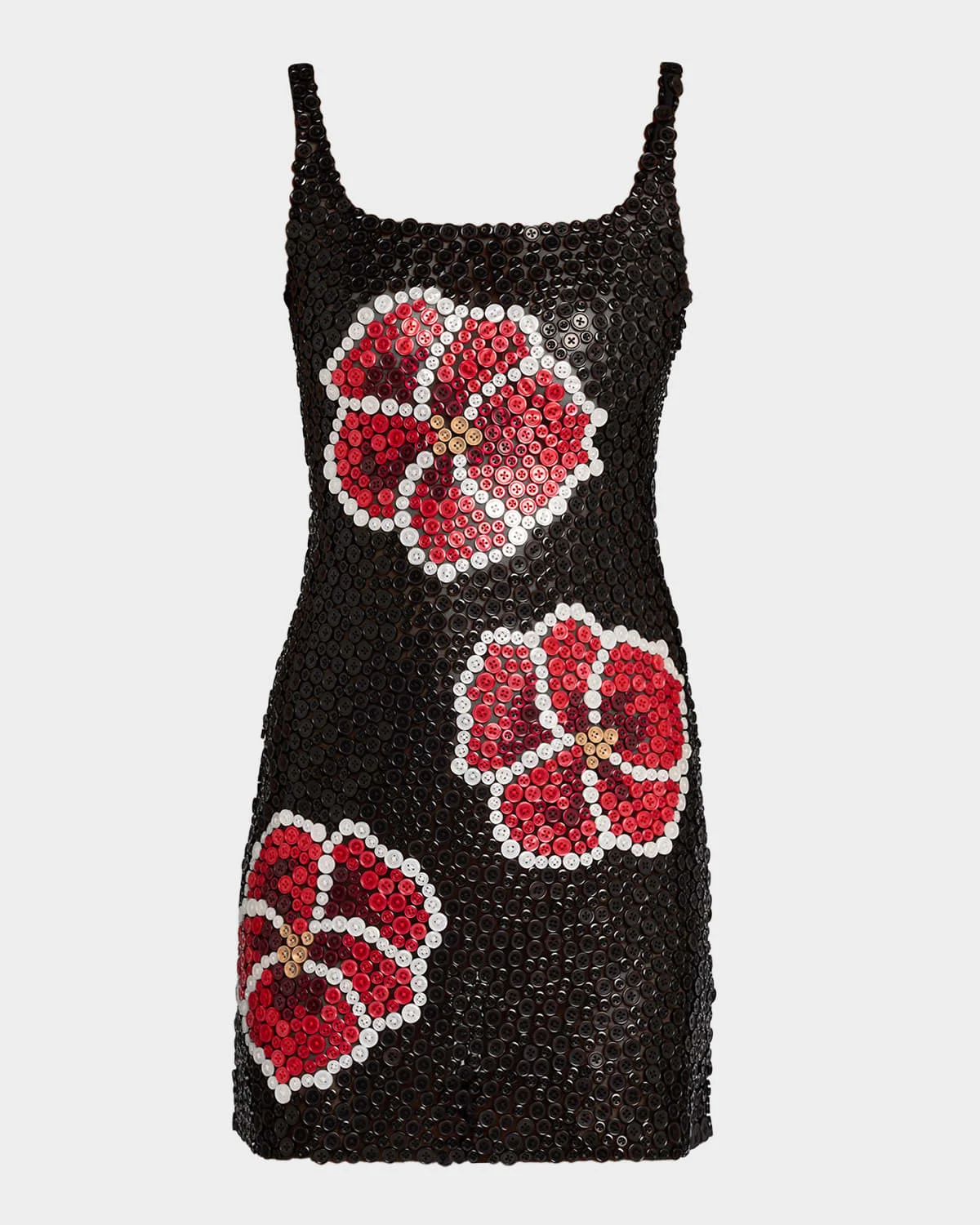 Pansy Button Appliqué Mini Dress - 1