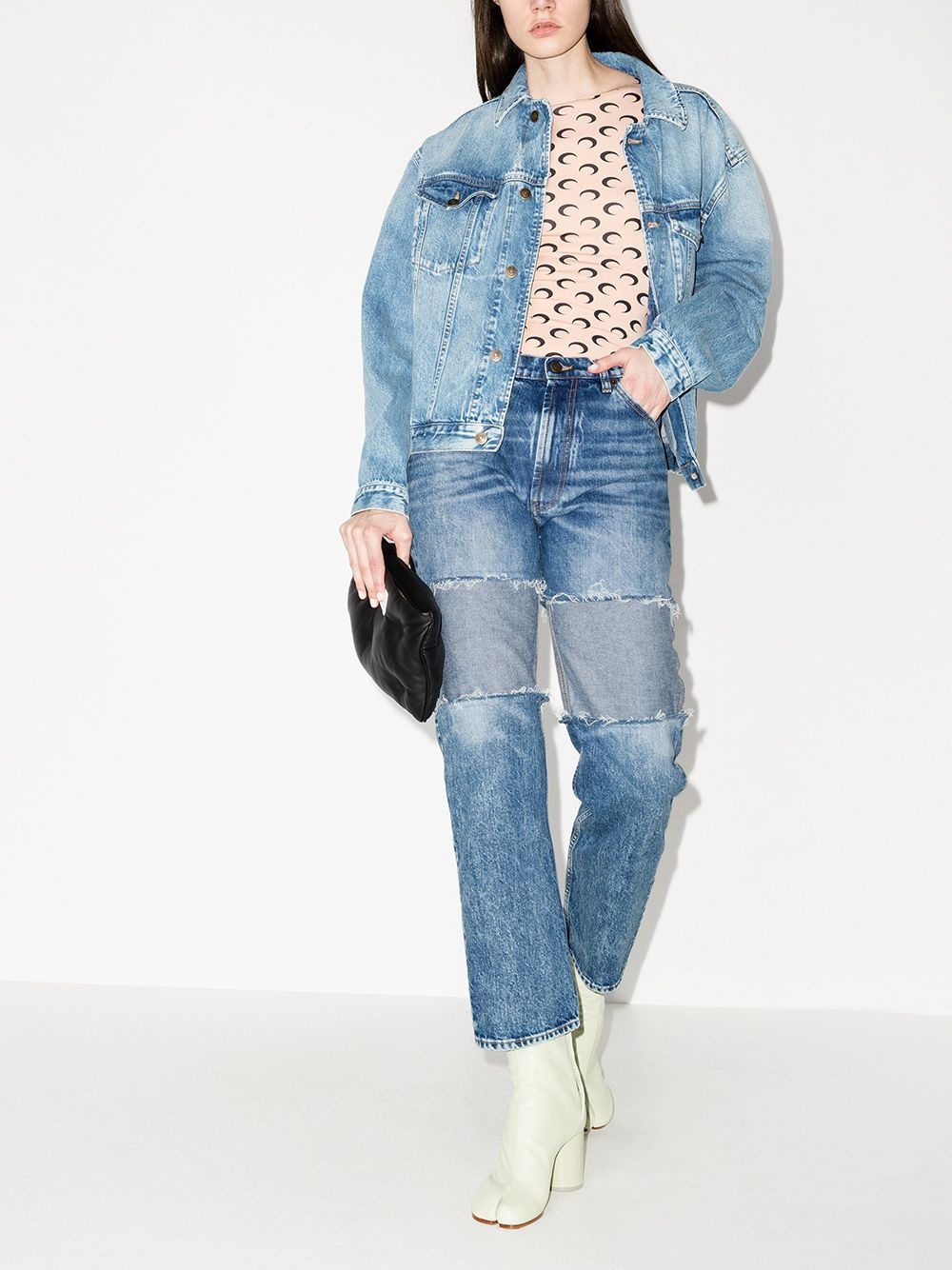 reverse-panel high-rise boyfriend jeans - 5