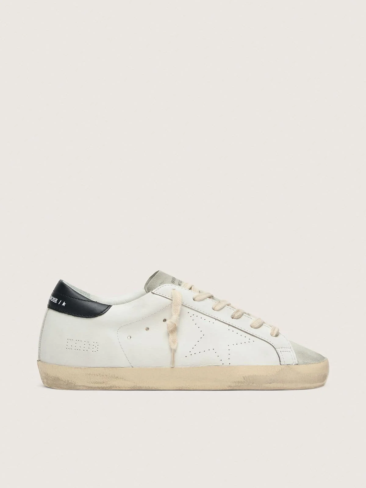 Women's Super-Star in white leather with perforated star - 1