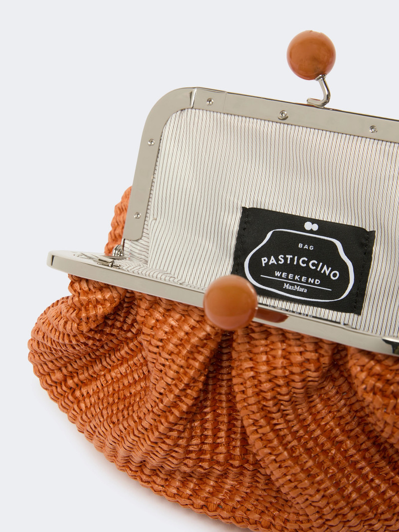 PALMAS Small raffia-effect Pasticcino Bag - SALMON 5