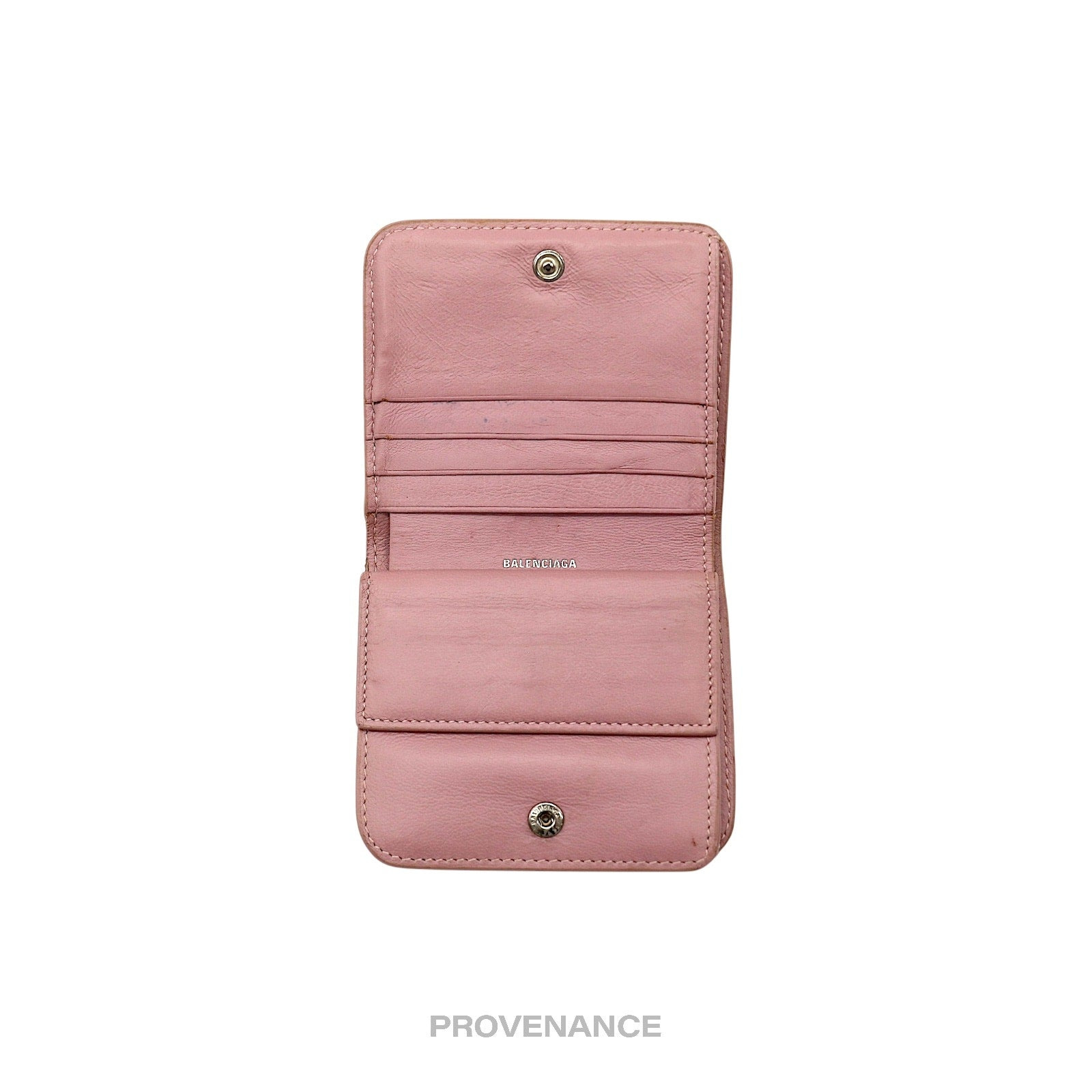 Balenciaga Logo Snap Wallet - Powder Pink Leather - 5