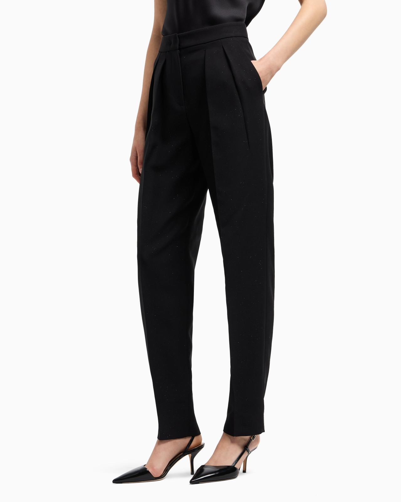 GLITTER SILK CADY TROUSERS WITH PLEATS - 4