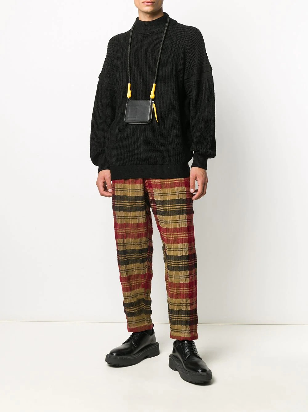 treated plaid check trousers - 2