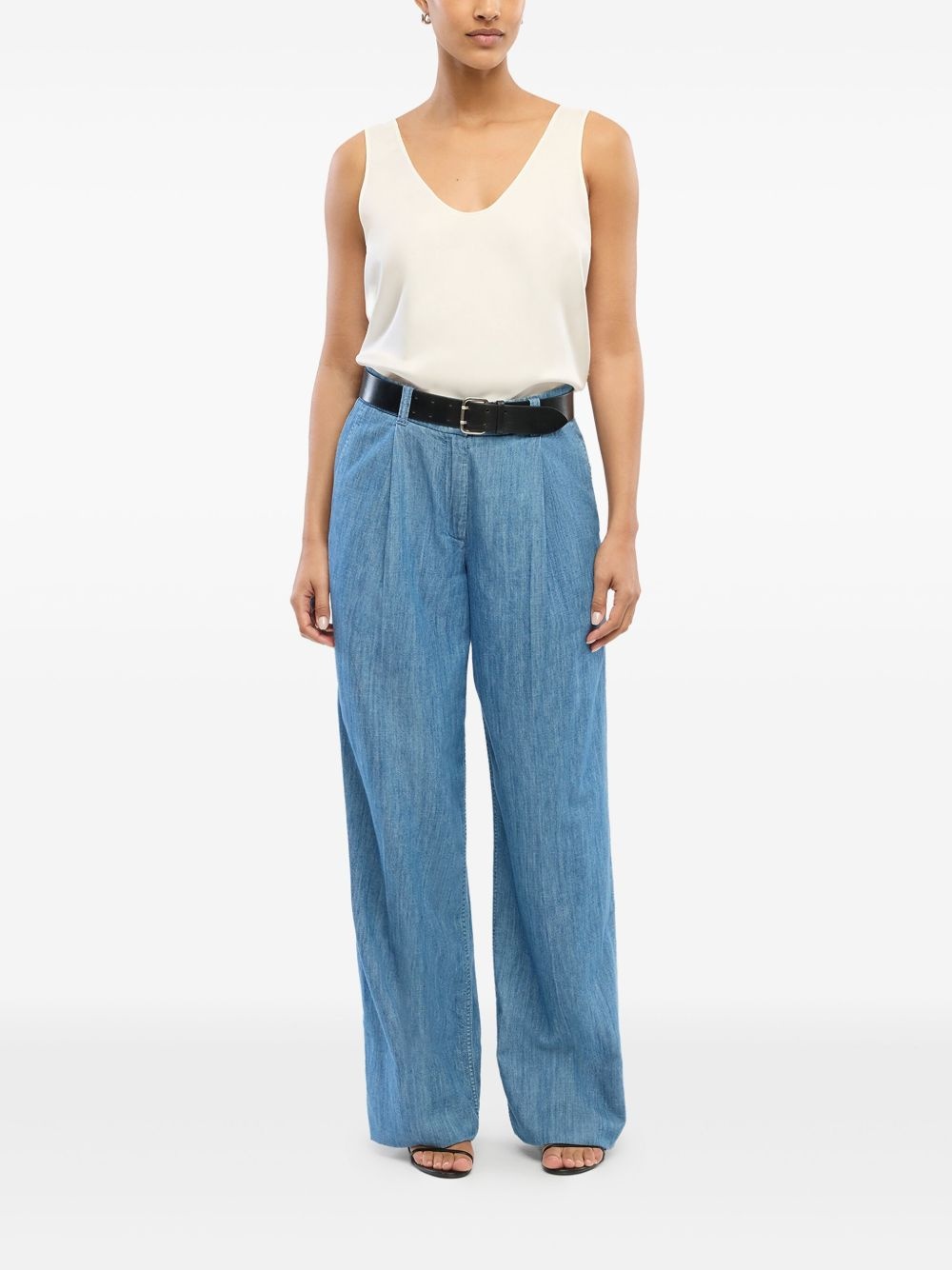 wide-leg chambray trousers - 2
