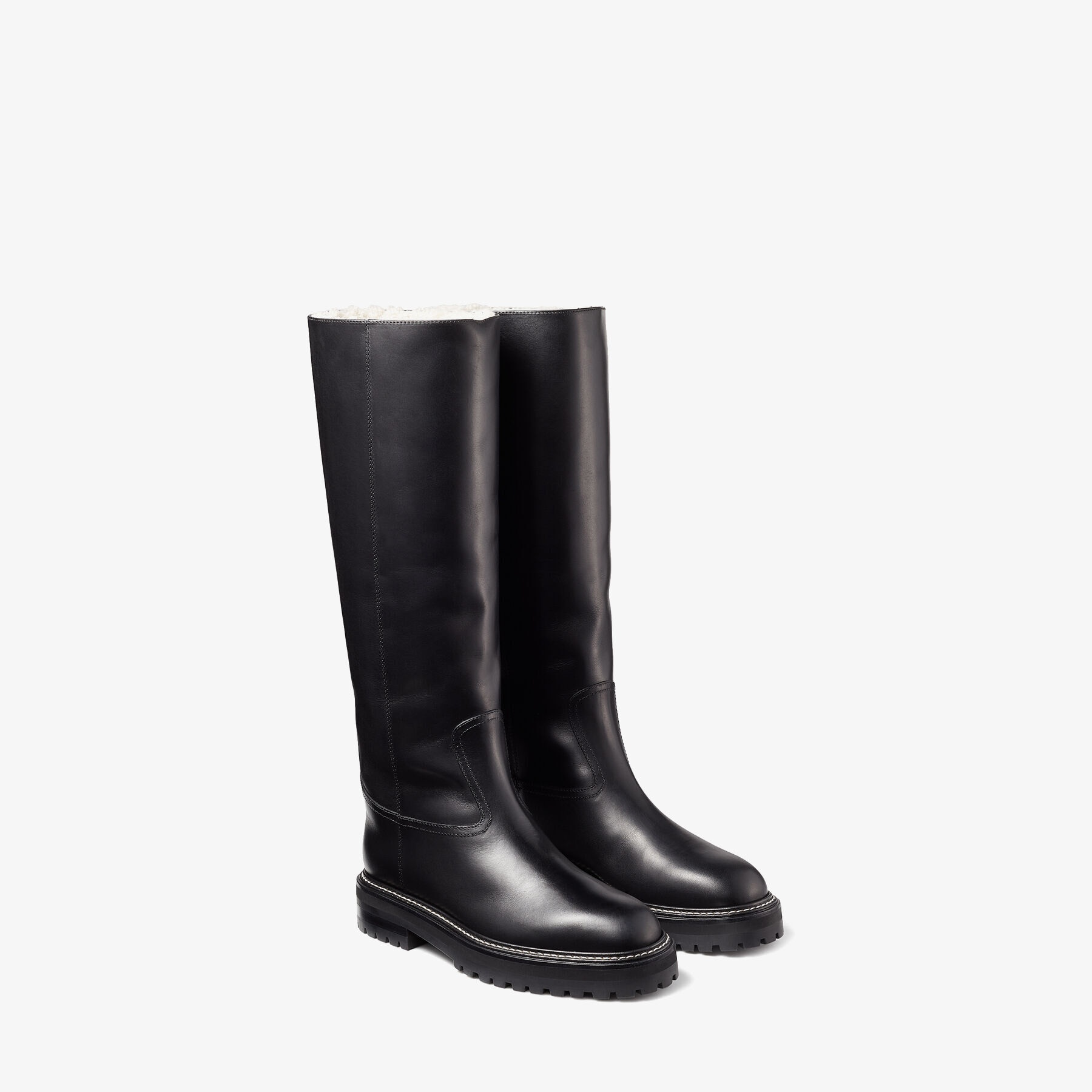Yomi Flat
Black Soft Vachetta Leather Knee-High Boots with Natural Shearling Lining - 3