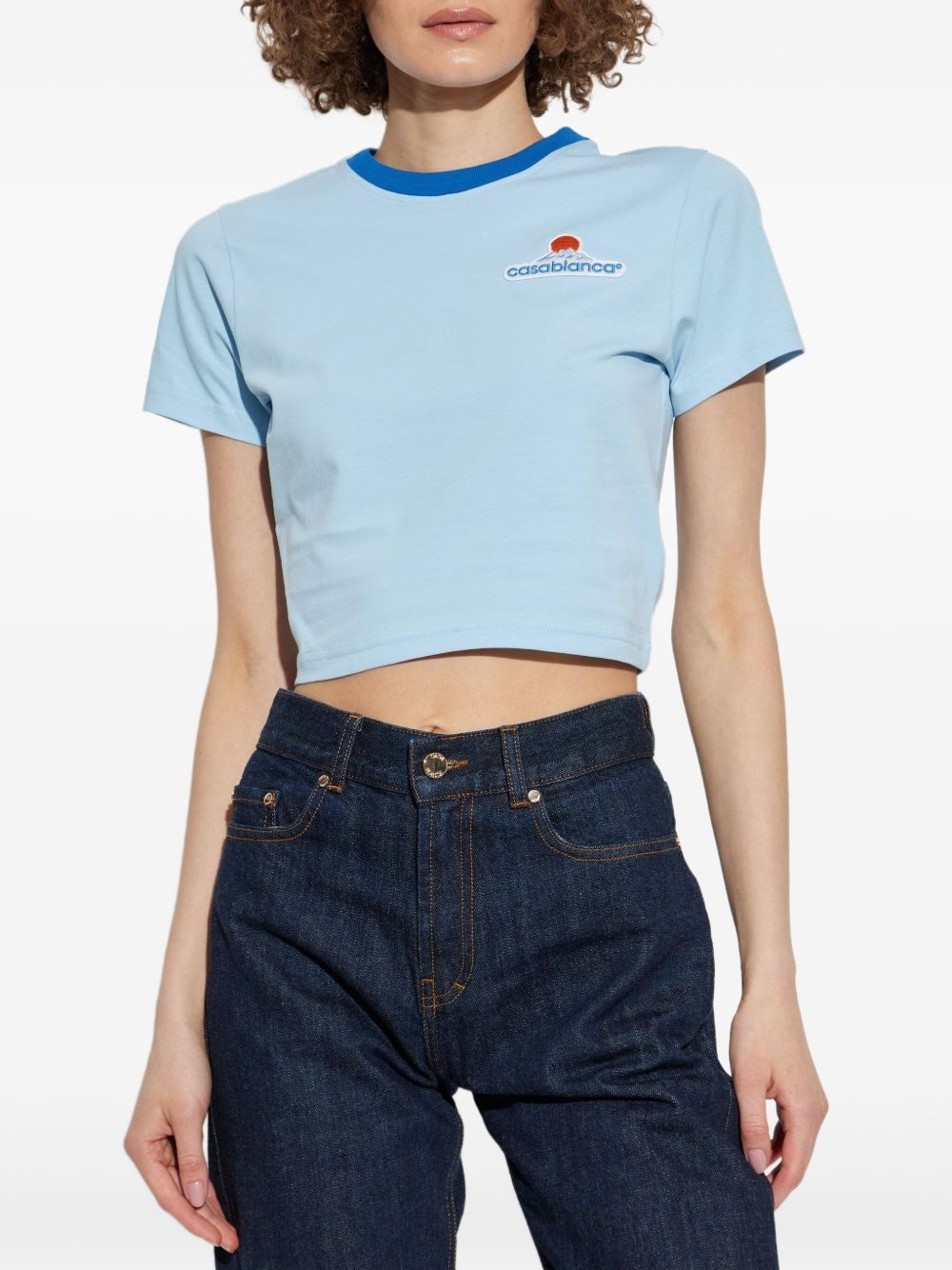 Montagne contrasting-trim cropped T-shirt - 3