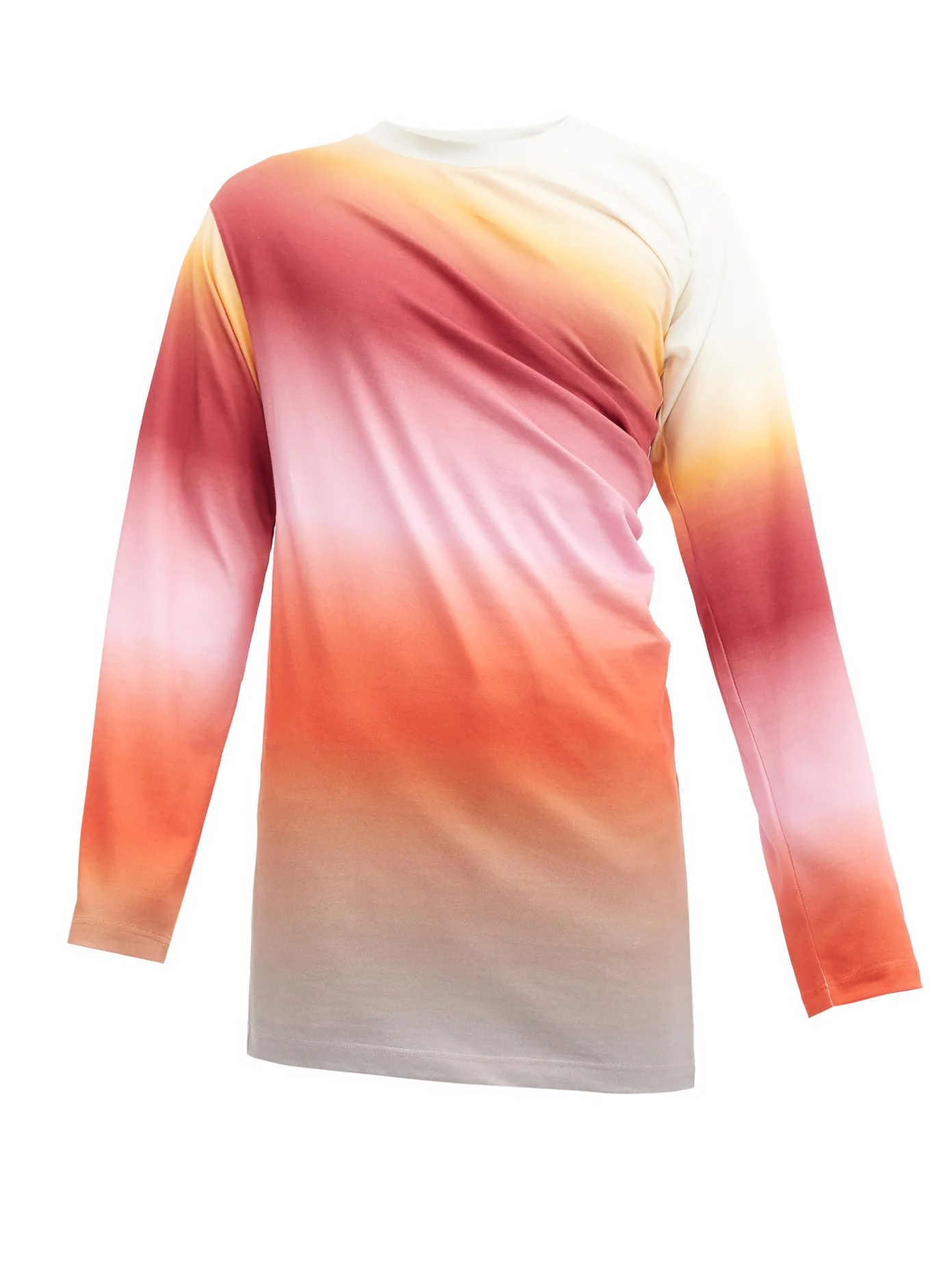 Twisted gradient-cotton long-sleeved T-shirt - 1