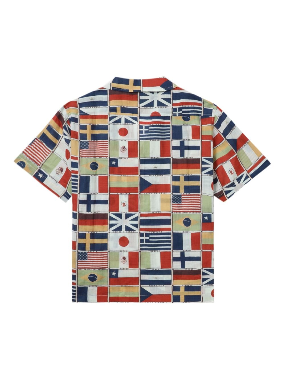 flag-print linen shirt - 6
