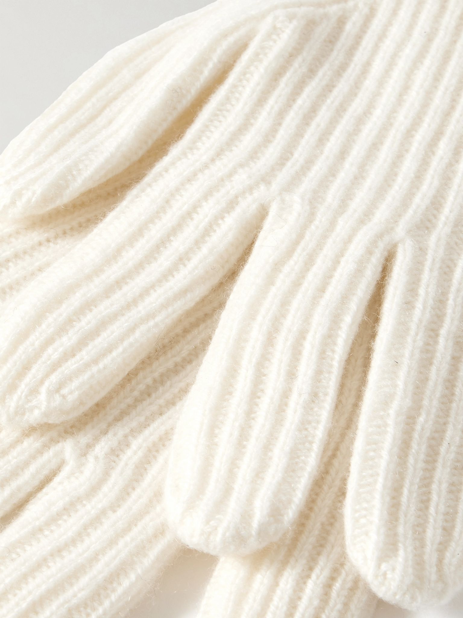 Jessie ribbed cashmere gloves Ivory - 3