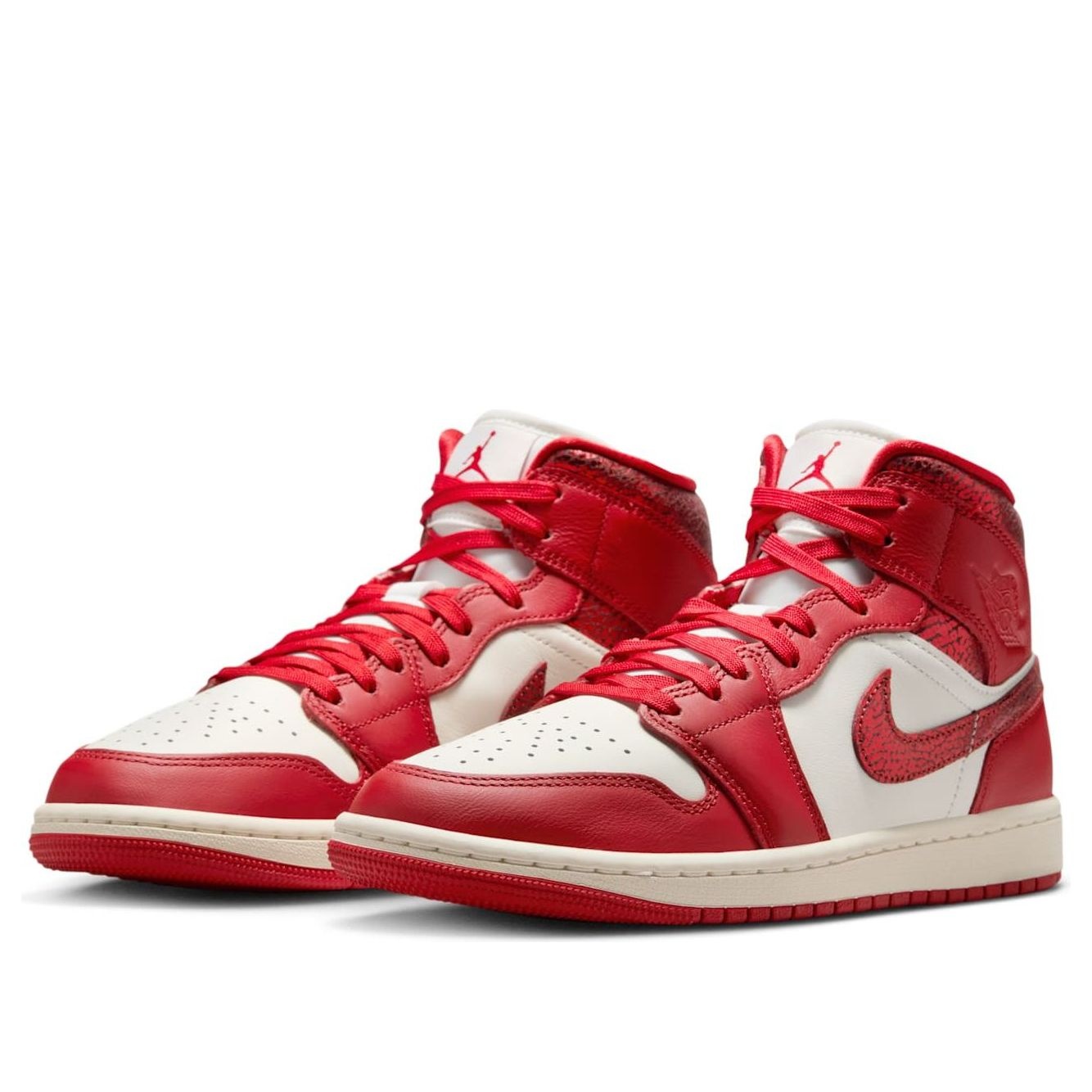 (WMNS) Air Jordan 1 Mid SE 'Red Cracked Leather' HJ9337-106 - 3