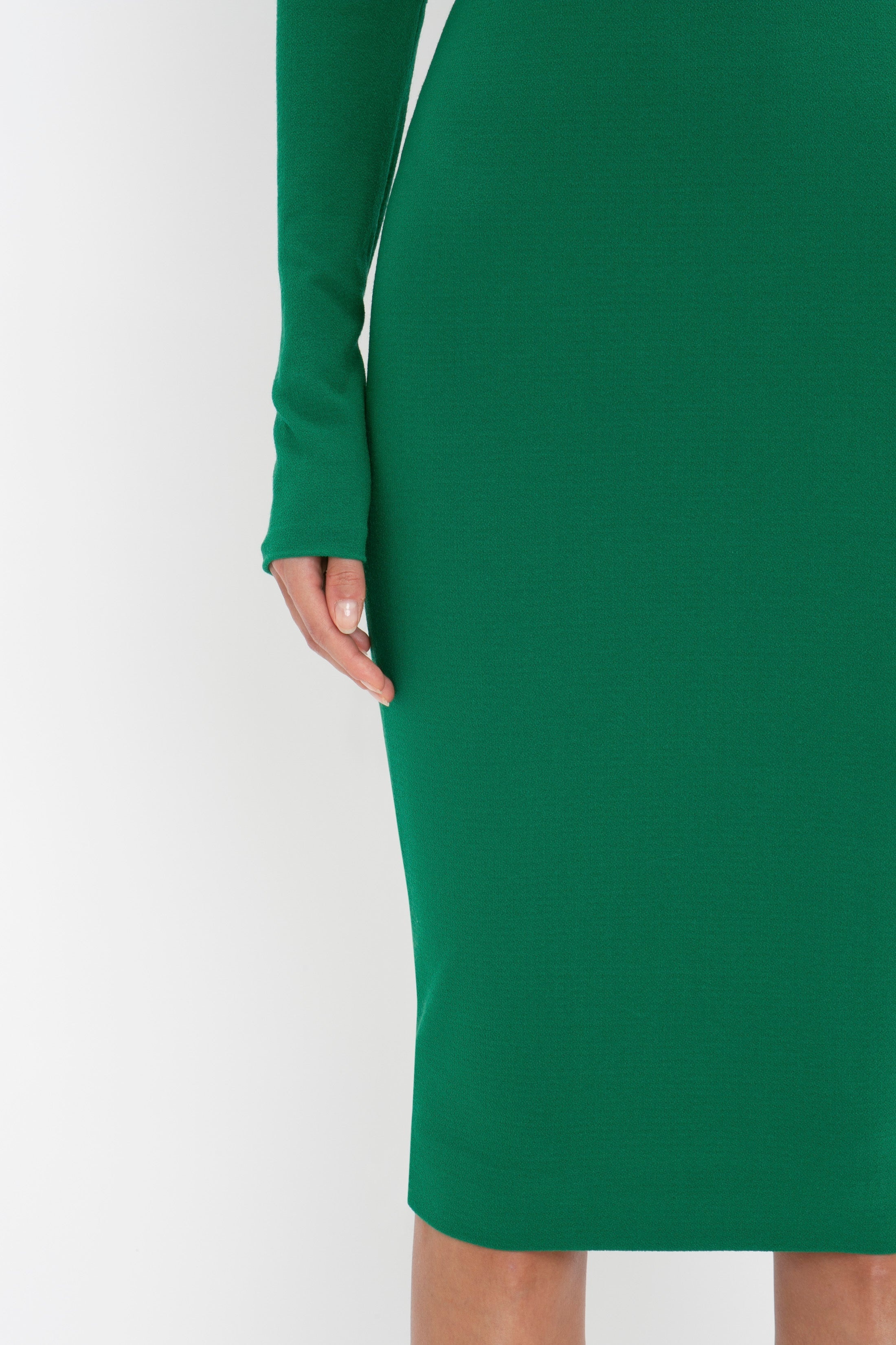 Long Sleeve T-Shirt Fitted Dress in Emerald - 6