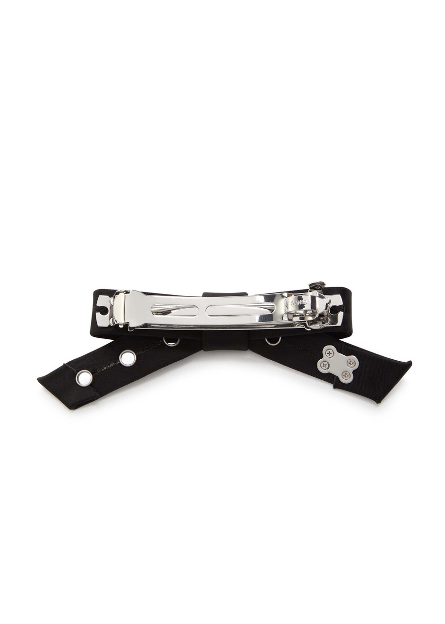 Ganni Bow Eyelet-embellished Satin Hair Clip - 2