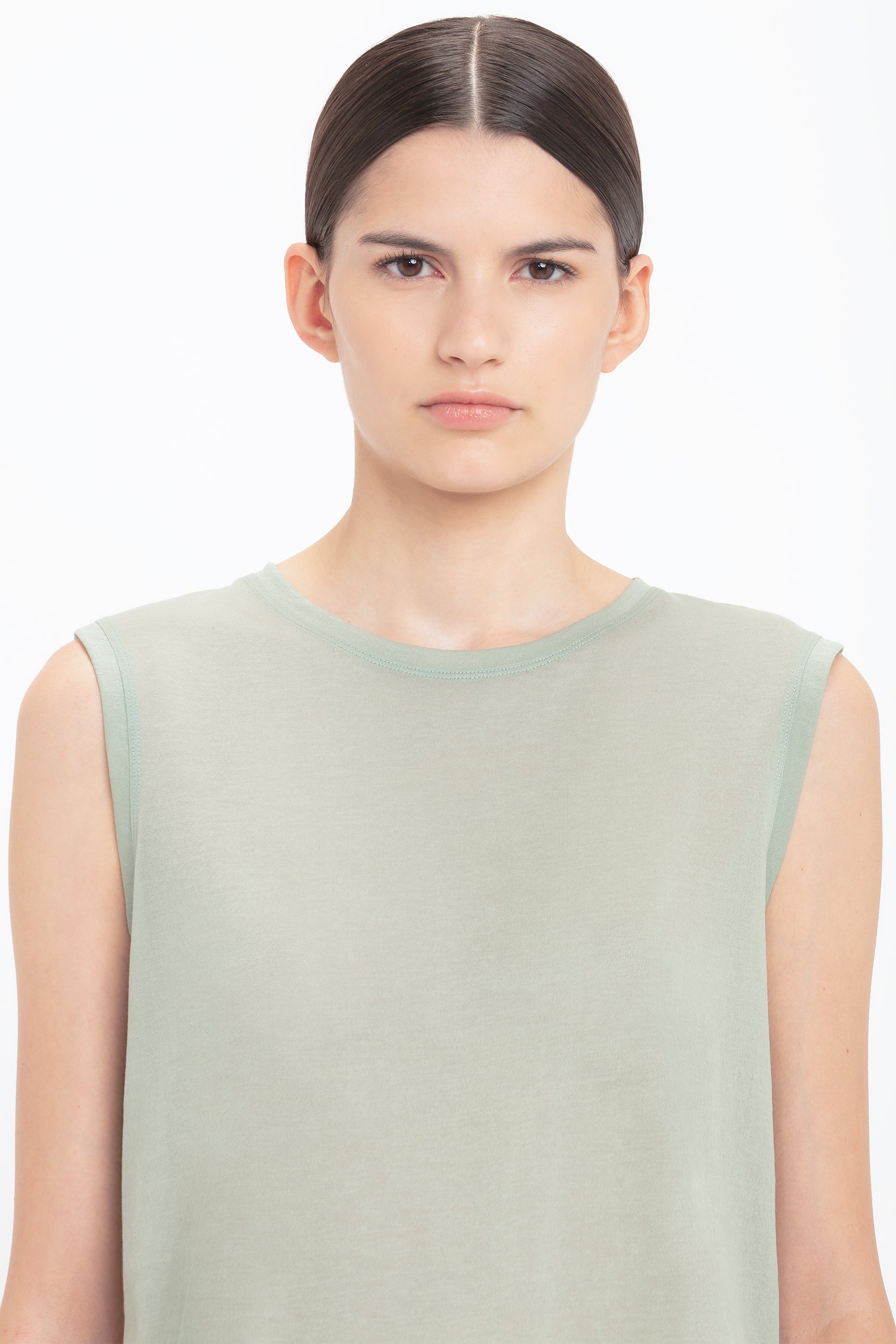 Cotton Crepe Tank In Wasabi - 5