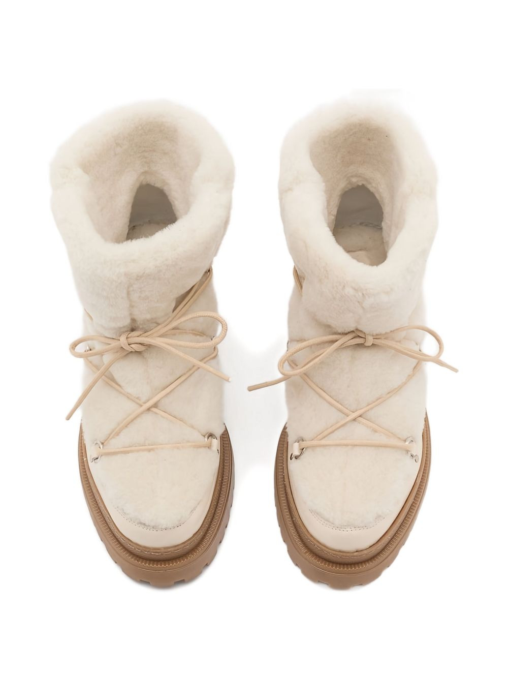 lace-up shearling boots - 3