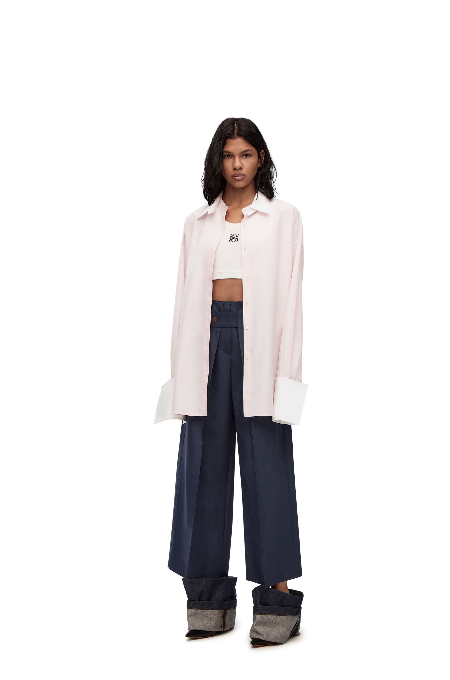 Pleated cropped trouser in wool and silk - 2