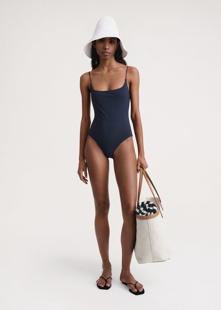 Square neck swimsuit dark navy - 2