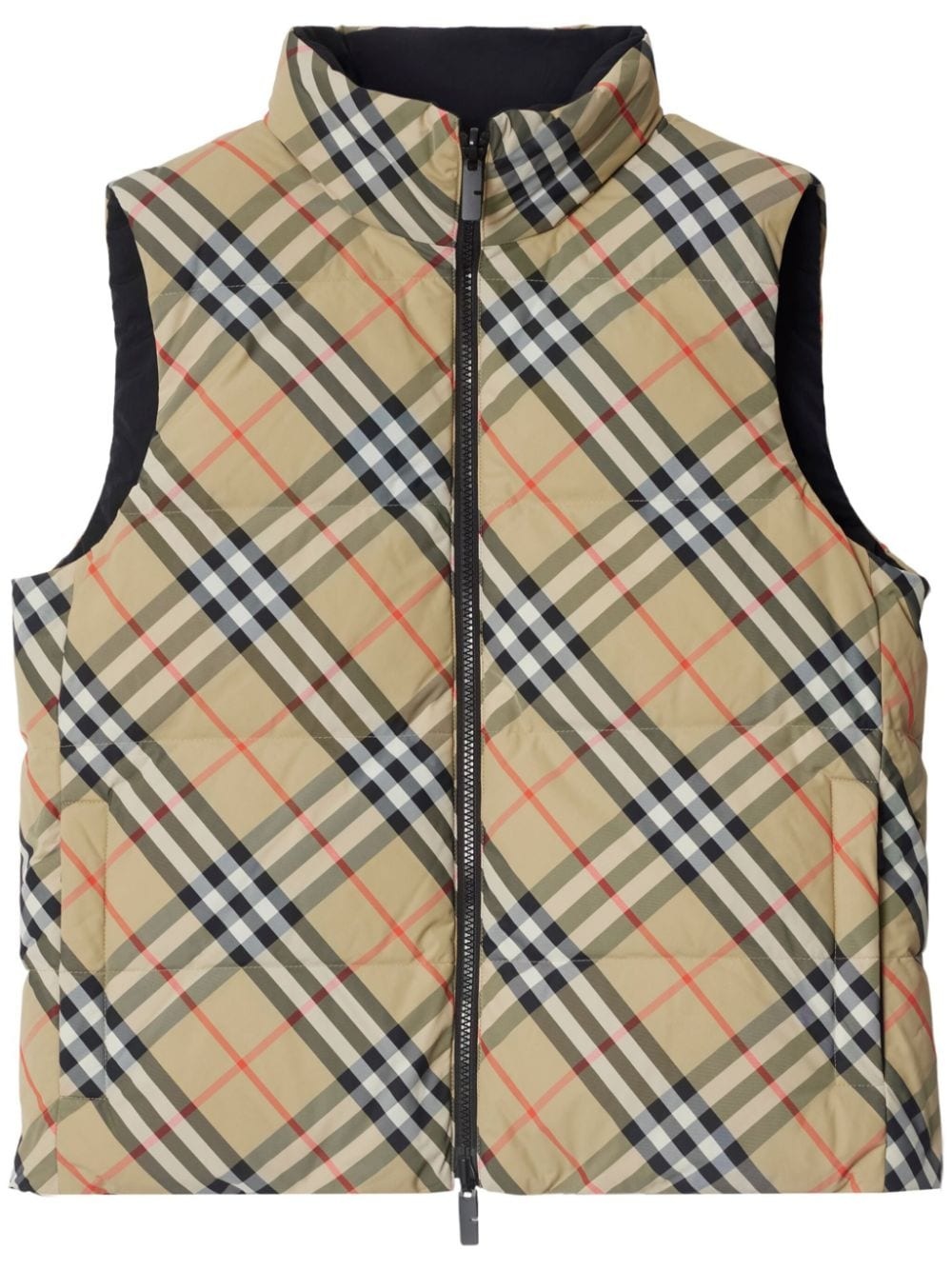 check-print reversible  puffer gilet - 1