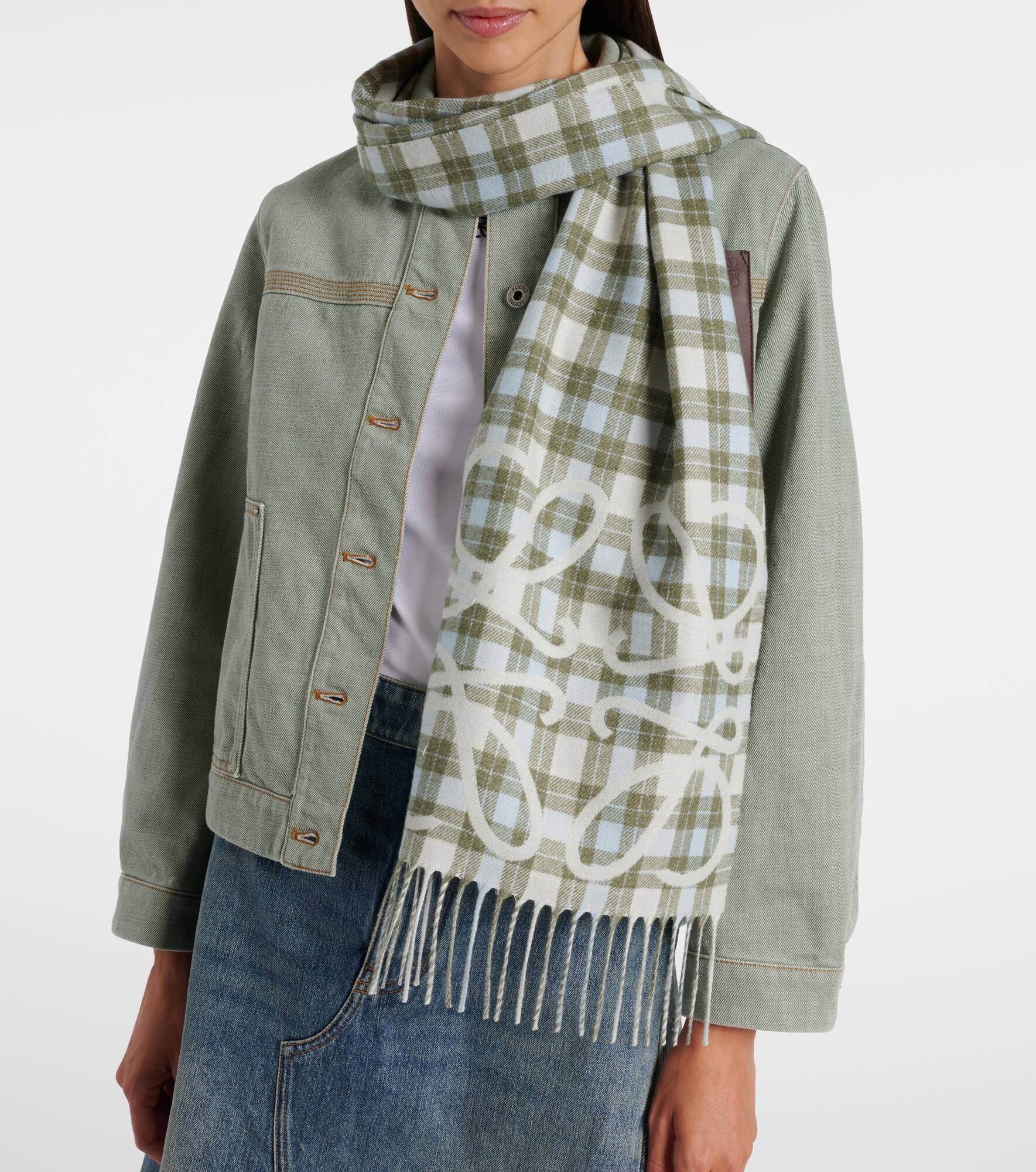 Anagram checked silk and cashmere scarf - 2