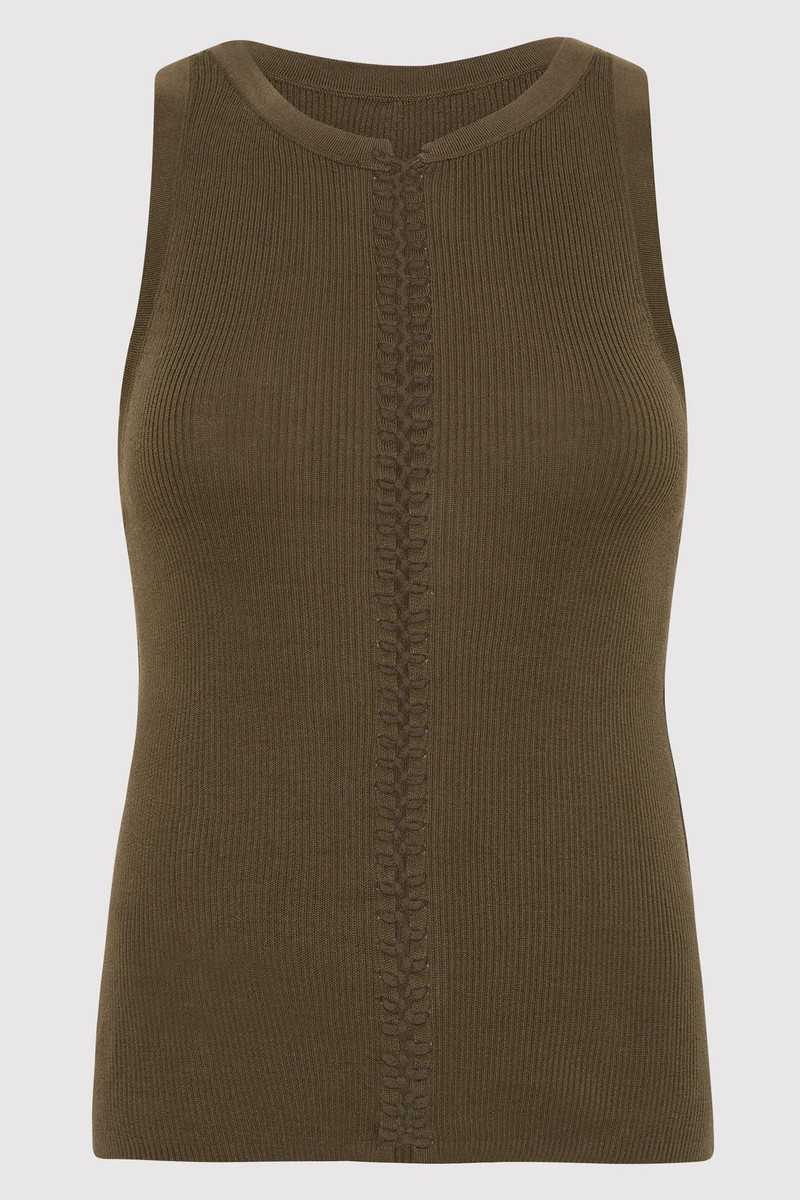 Stitch Detail Tank - Kelp 1