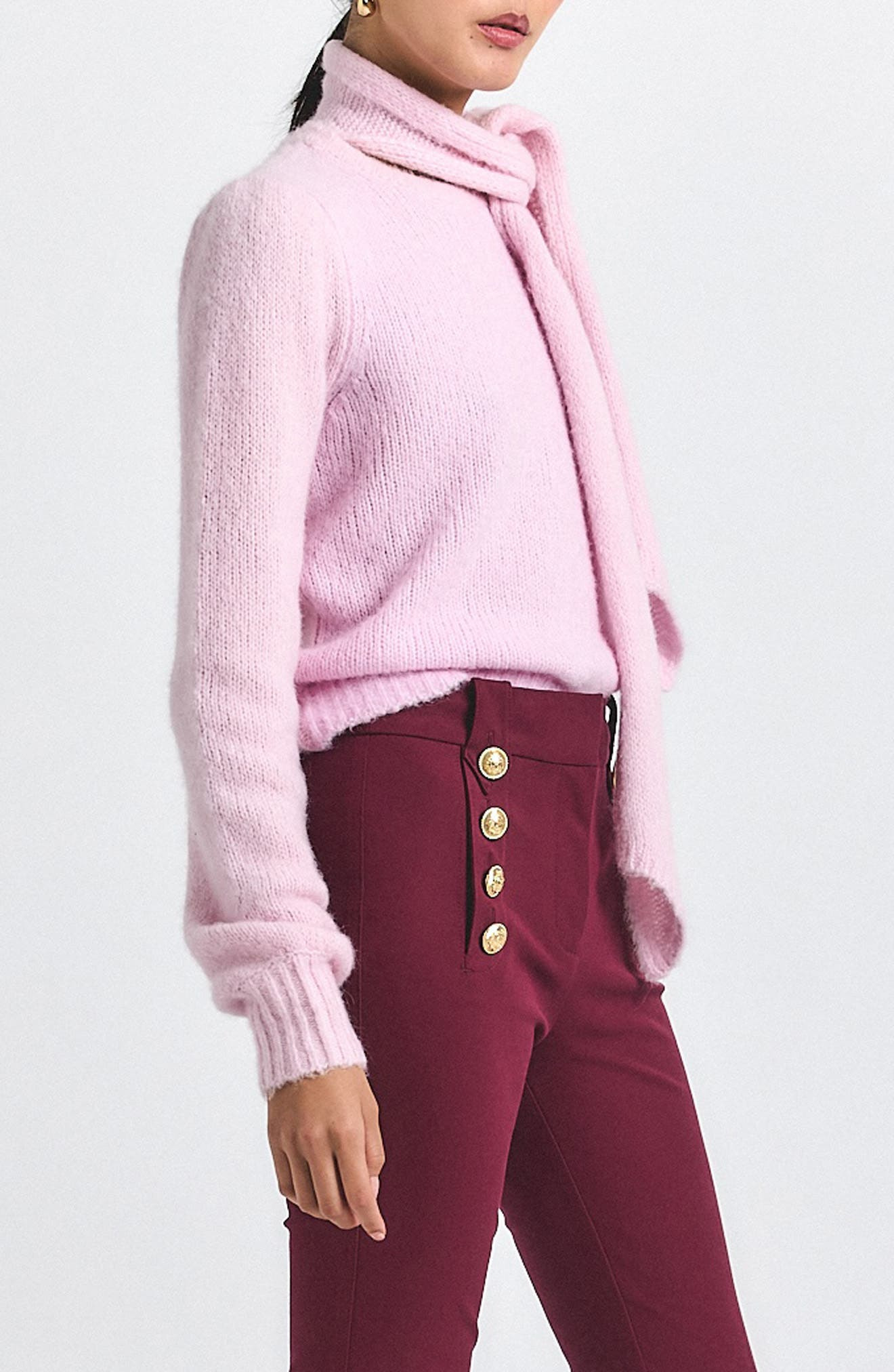 Derek Lam 10 Crosby Leilani Crewneck Sweater & Scarf Set in Slipper Pink at Nordstrom - 3