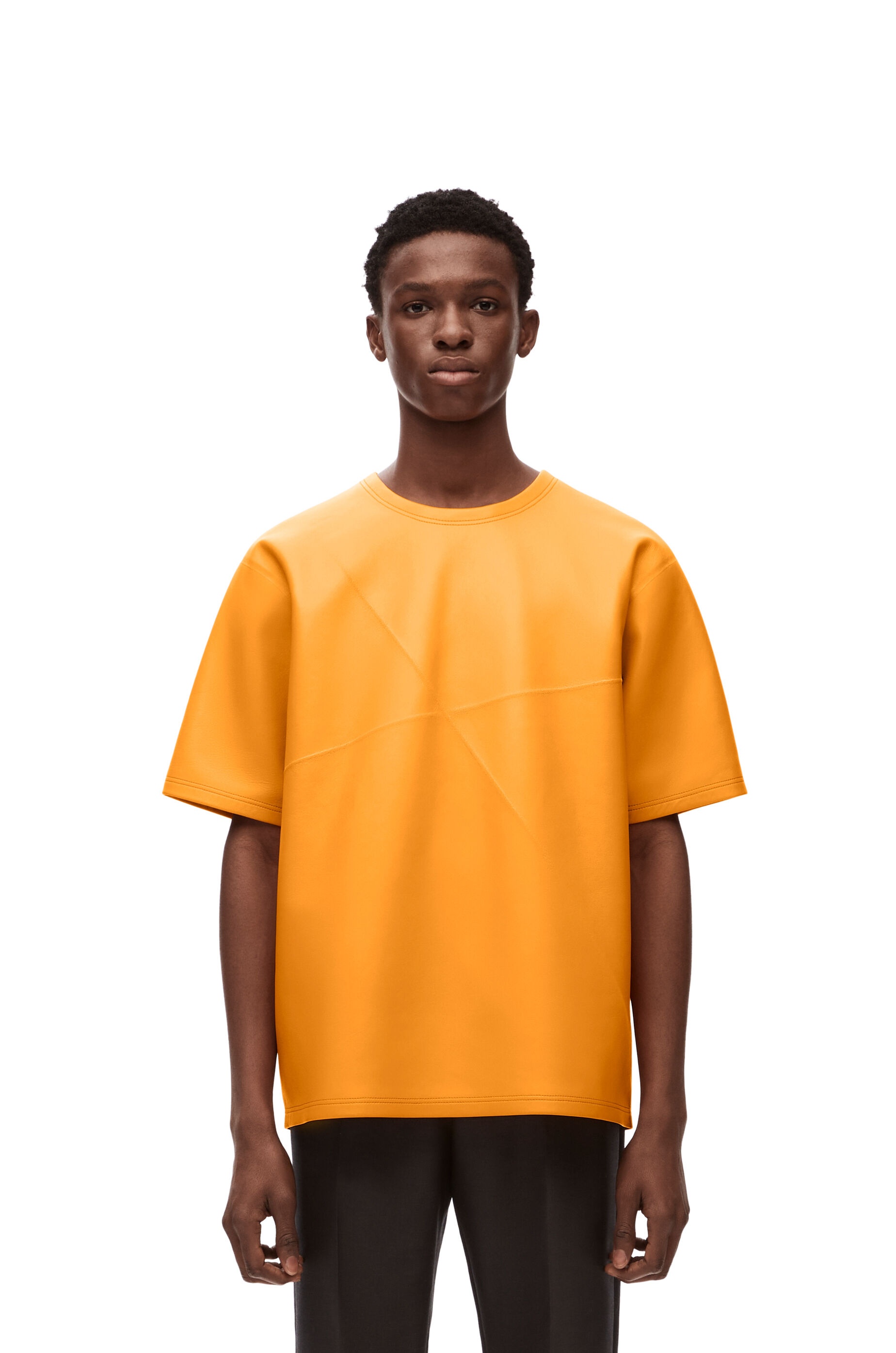 Pleated T-shirt in nappa lambskin - 3
