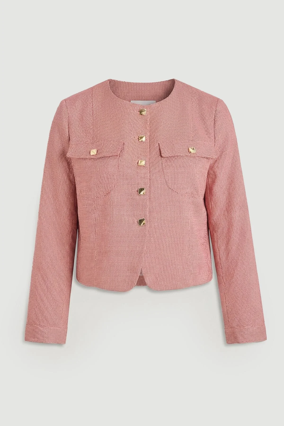 Plus Size Tailored Check Cropped Jacket - 1